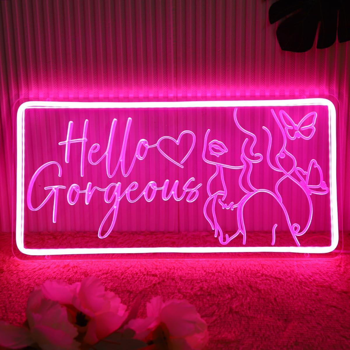 Letrero Neón Britrio Hola Preciosa Rosa 40x20 cm USB