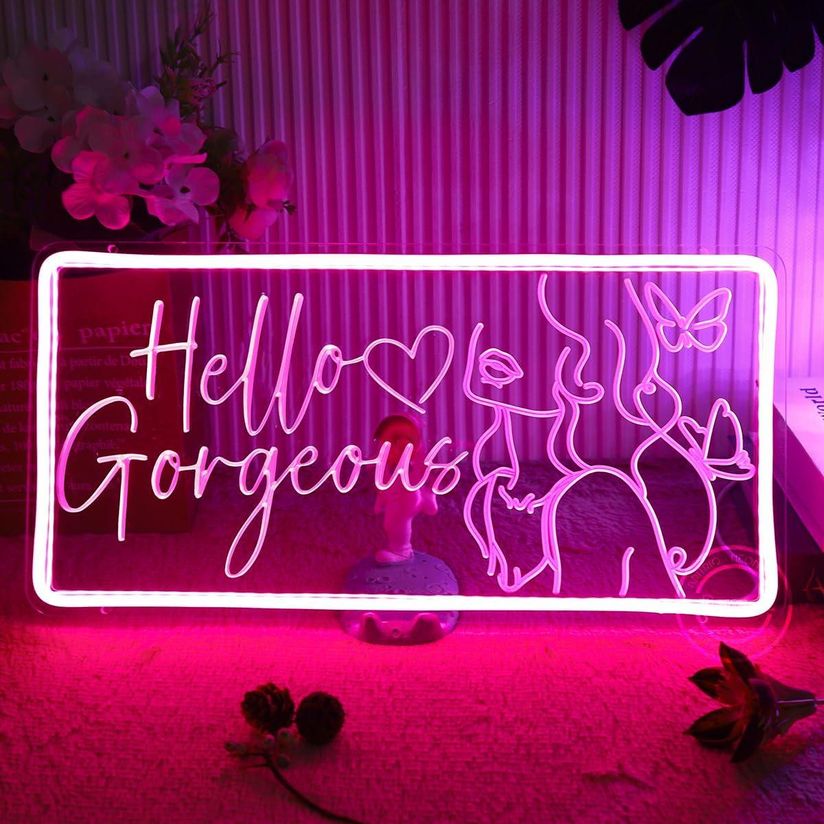 Letrero Neón Britrio Hola Preciosa Rosa 40x20 cm USB