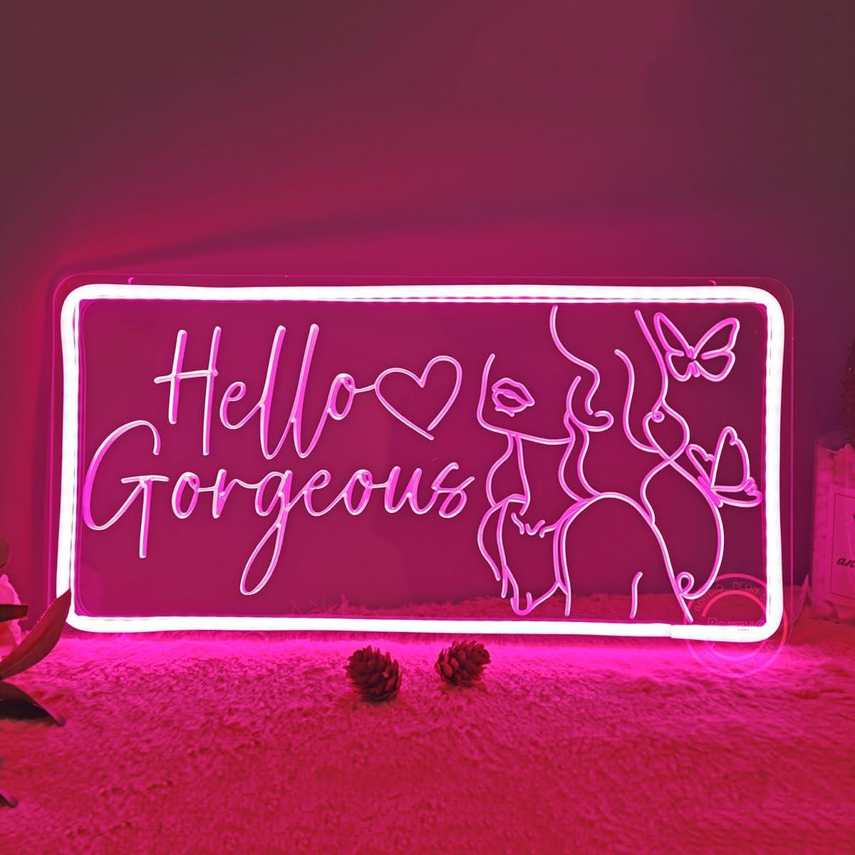 Letrero Neón Britrio Hola Preciosa Rosa 40x20 cm USB