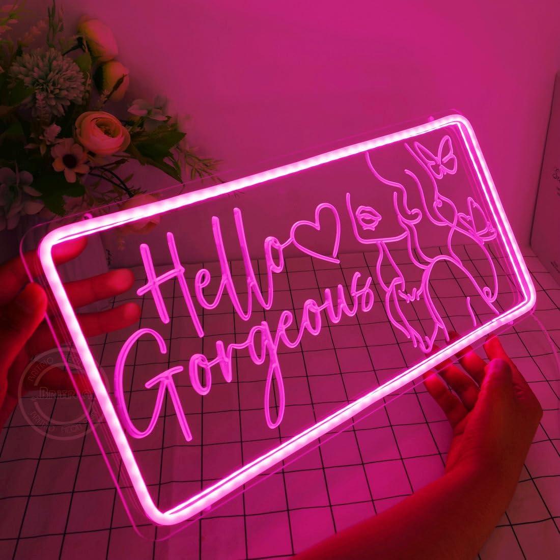 Letrero Neón Britrio Hola Preciosa Rosa 40x20 cm USB