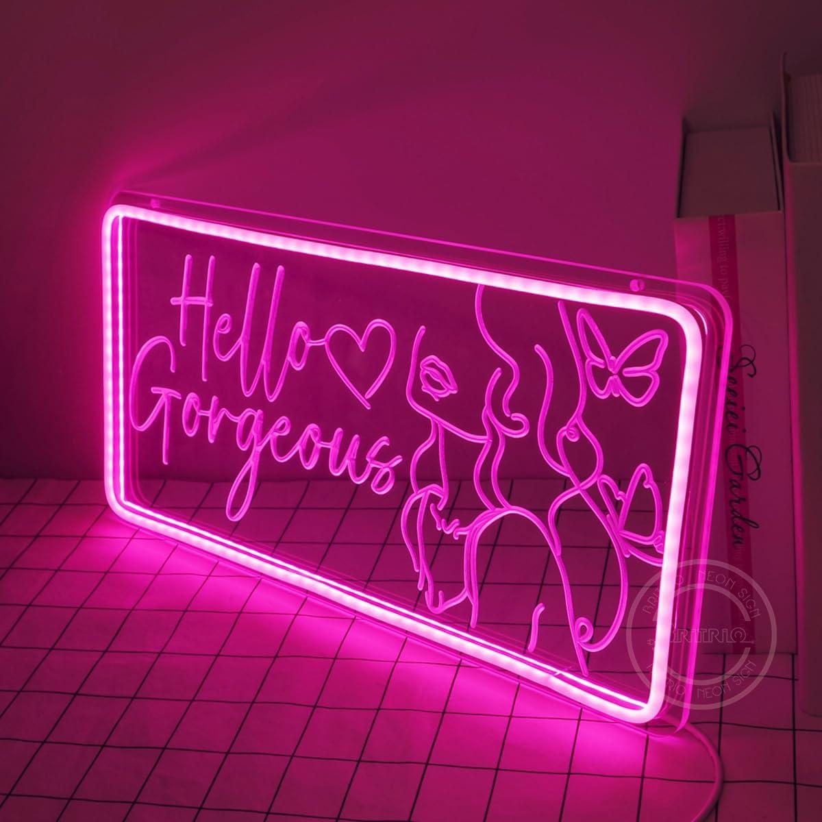 Letrero Neón Britrio Hola Preciosa Rosa 40x20 cm USB