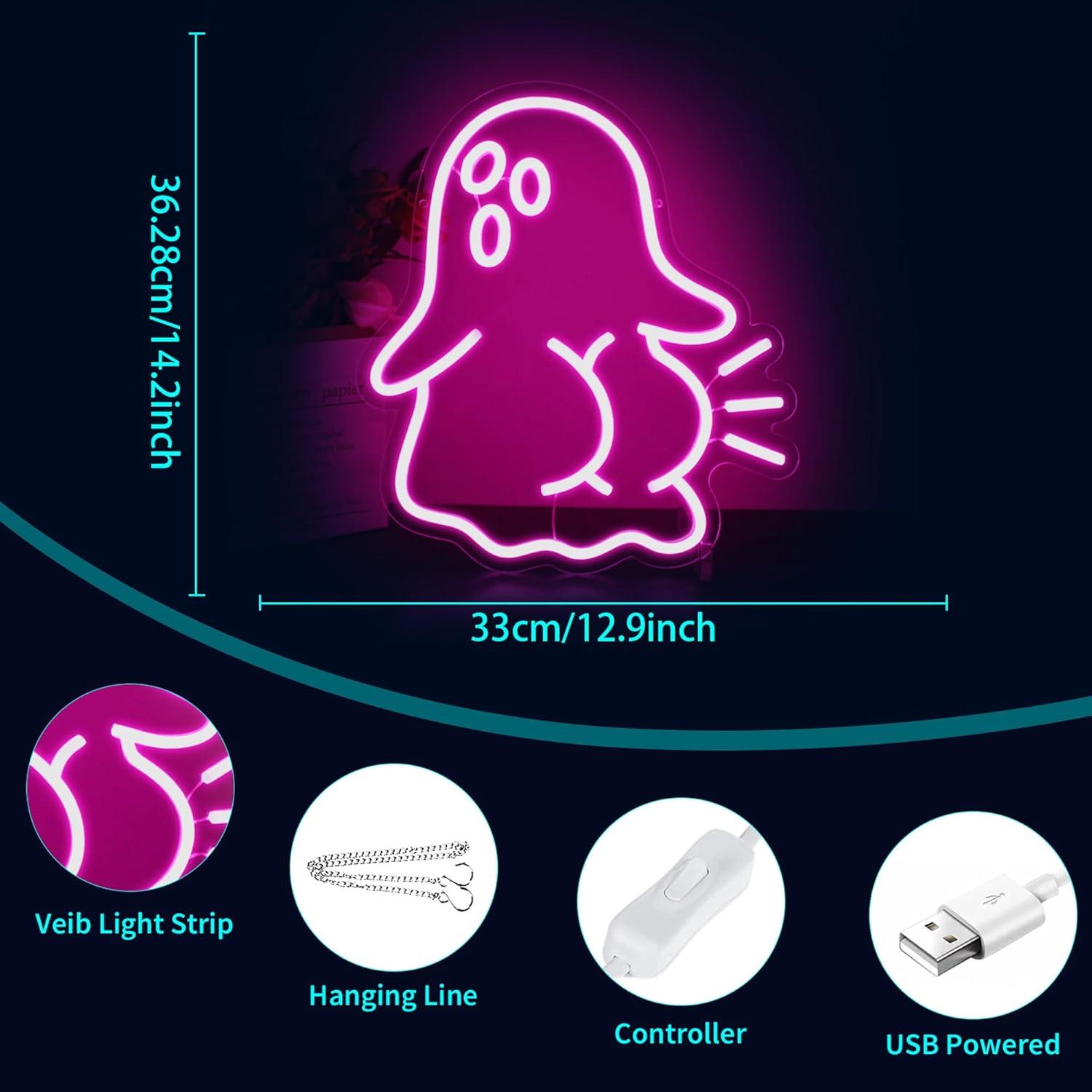 Luz de Neón LED Rosa HSJNJKFU para Decoración de Pared