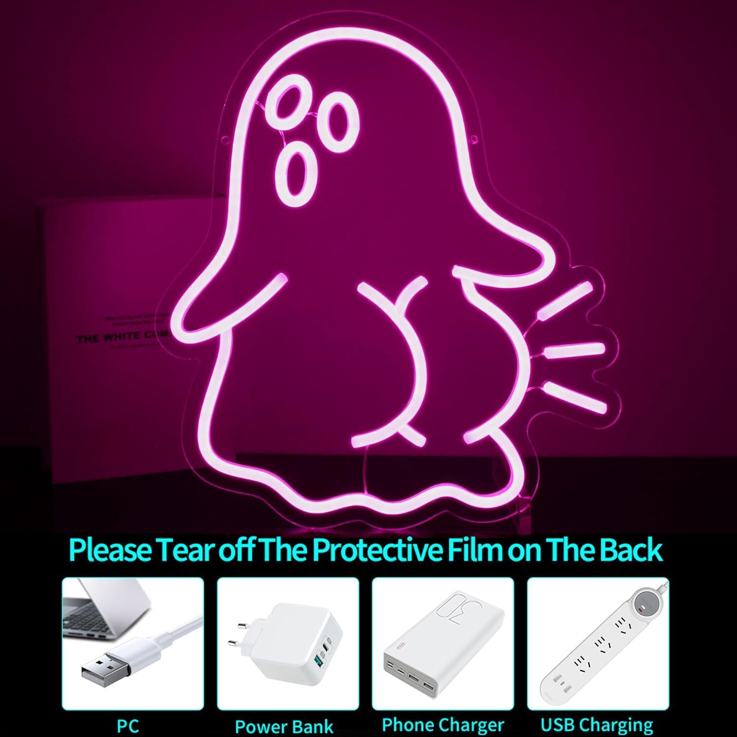 Luz de Neón LED Rosa HSJNJKFU para Decoración de Pared