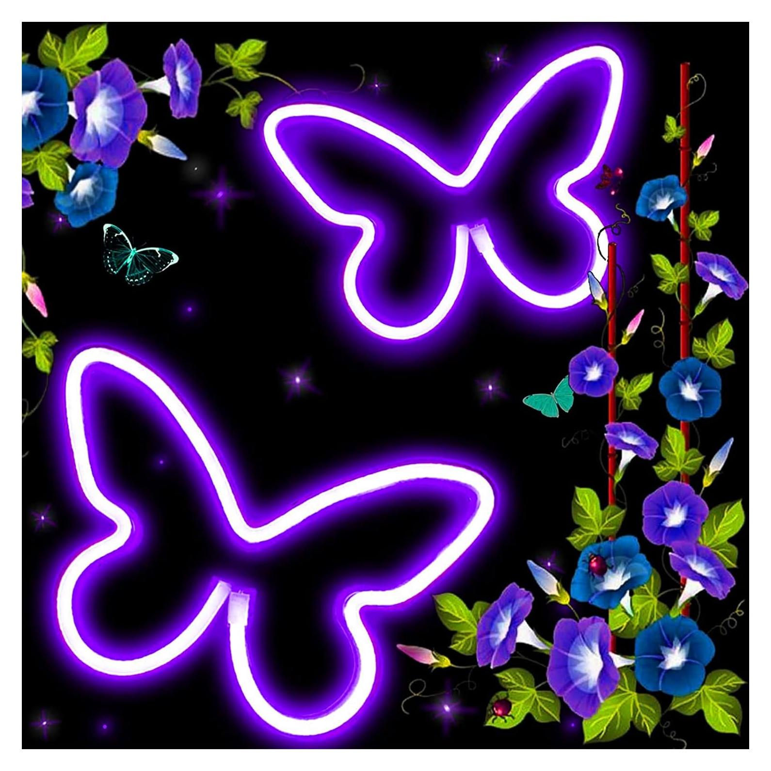 Luz de Neón Mariposa LED UrsaMajor - Paquete de 2 - 16x22.5cm