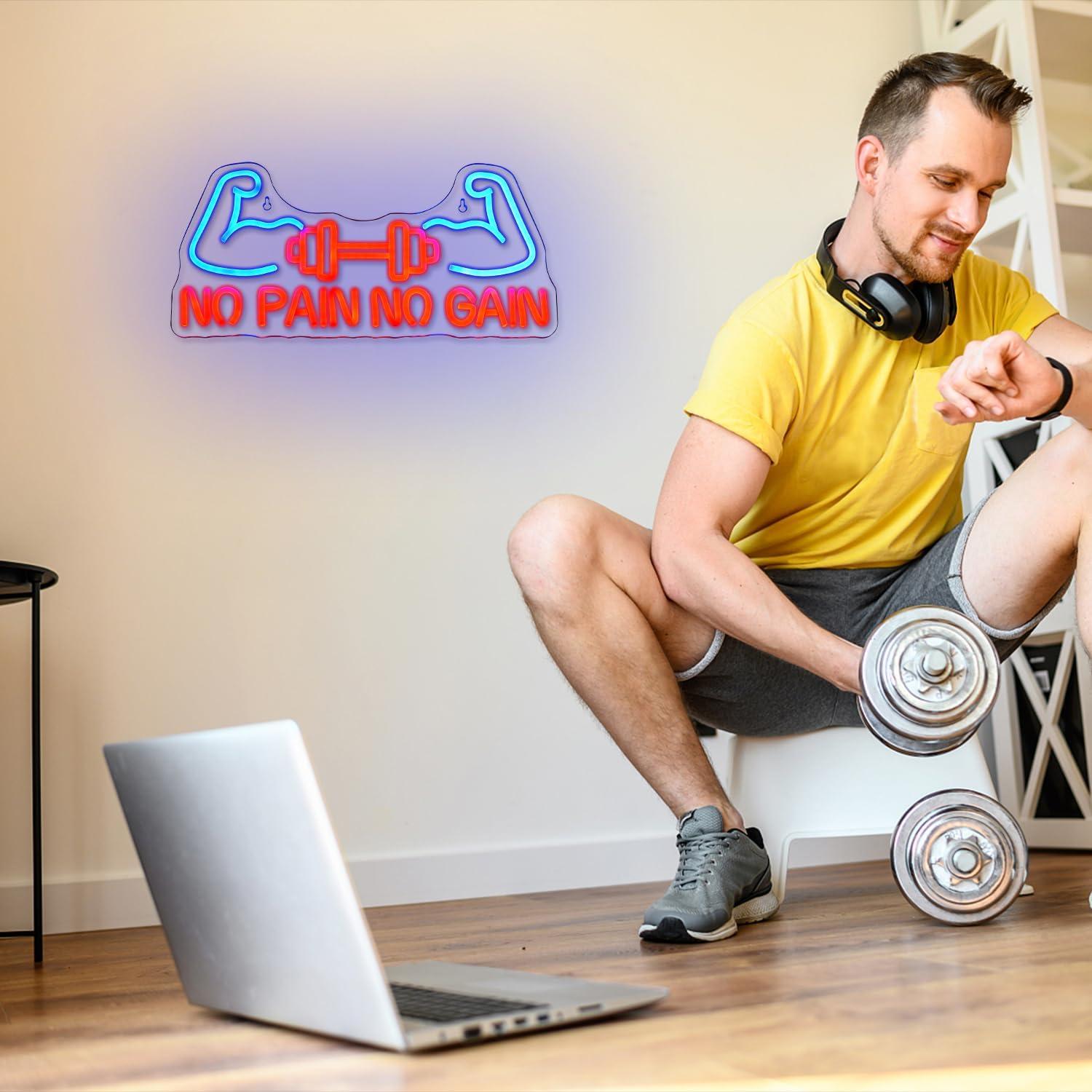 Letrero Neón LED Alkkign No Pain No Gain 42x19 cm para Gimnasio