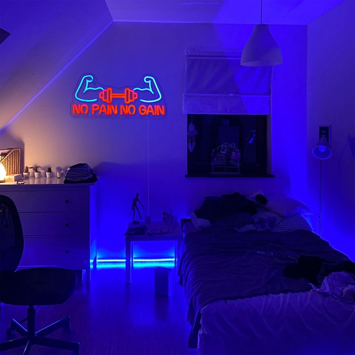 Letrero Neón LED Alkkign No Pain No Gain 42x19 cm para Gimnasio