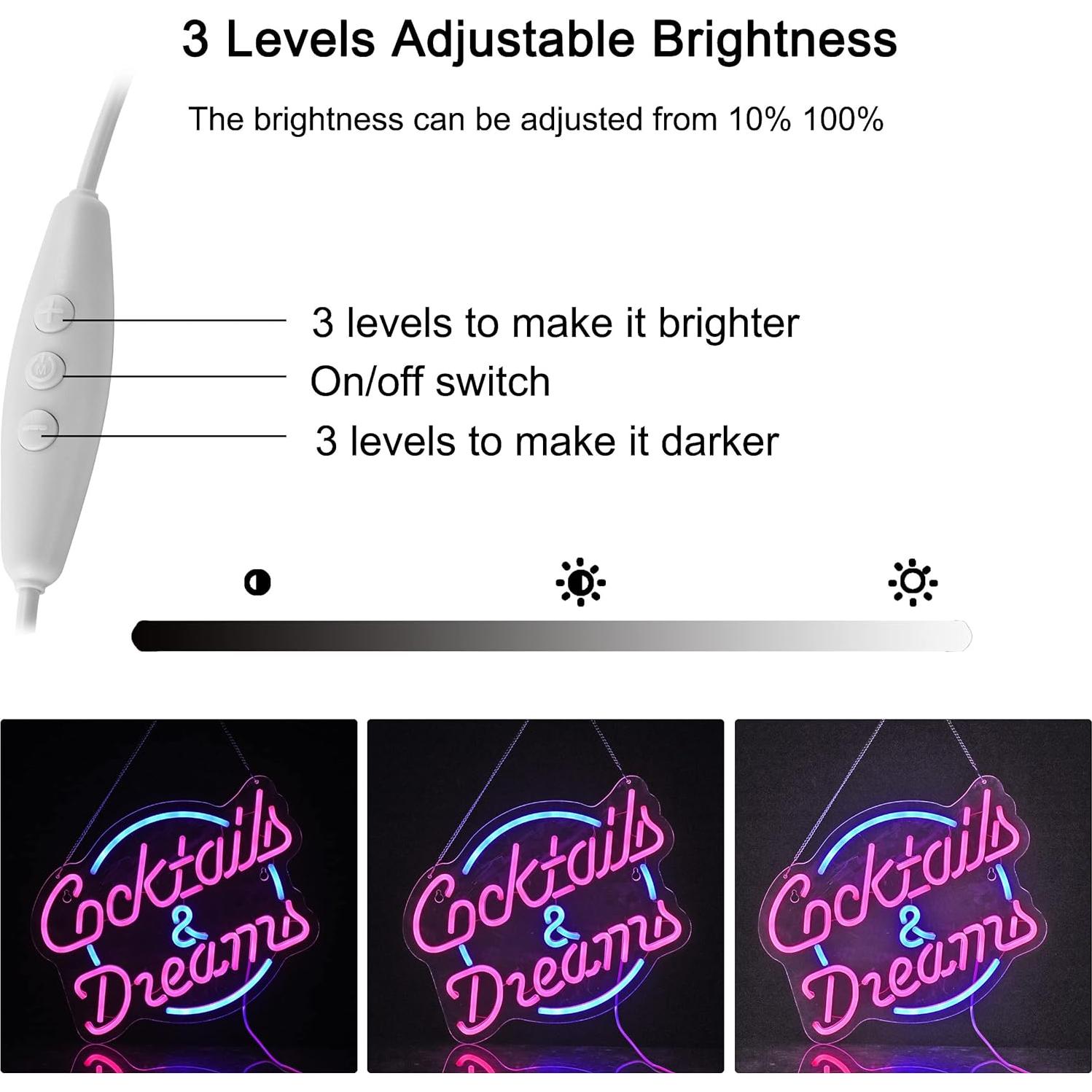 Cartel de Neón HONE Cocktails & Dreams LED 41x36 cm