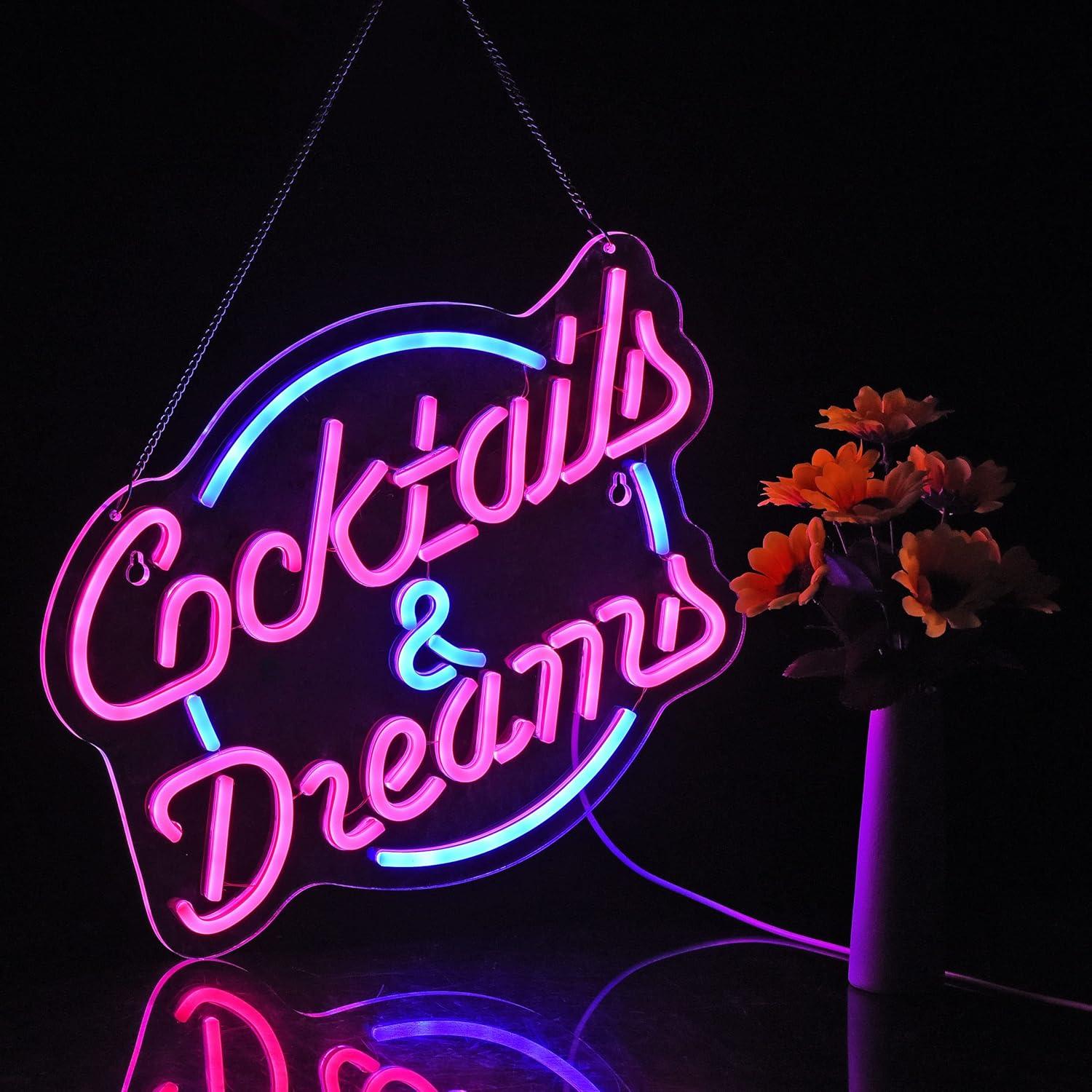 Cartel de Neón HONE Cocktails & Dreams LED 41x36 cm