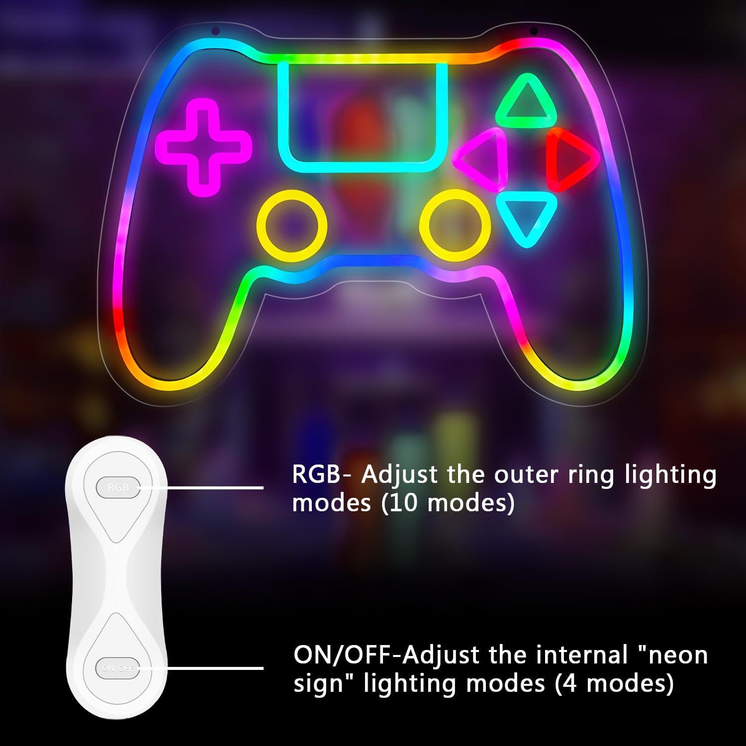 Luz de Neón Gamer Qusea Gamepad RGB LED USB 28x40.6cm
