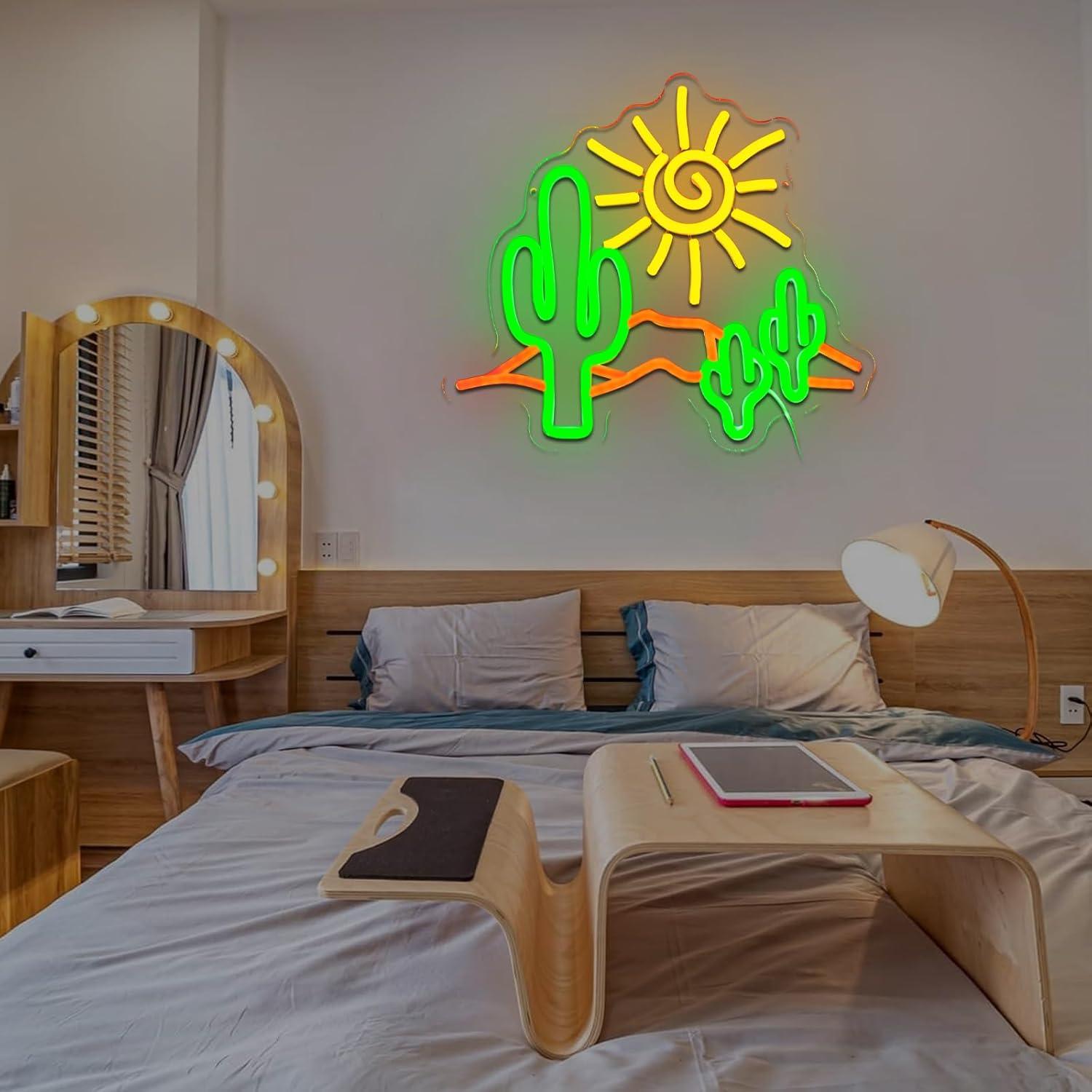 Cartel Neón LED Cactus Atardecer Folkive 36.1x32 cm Dimmable