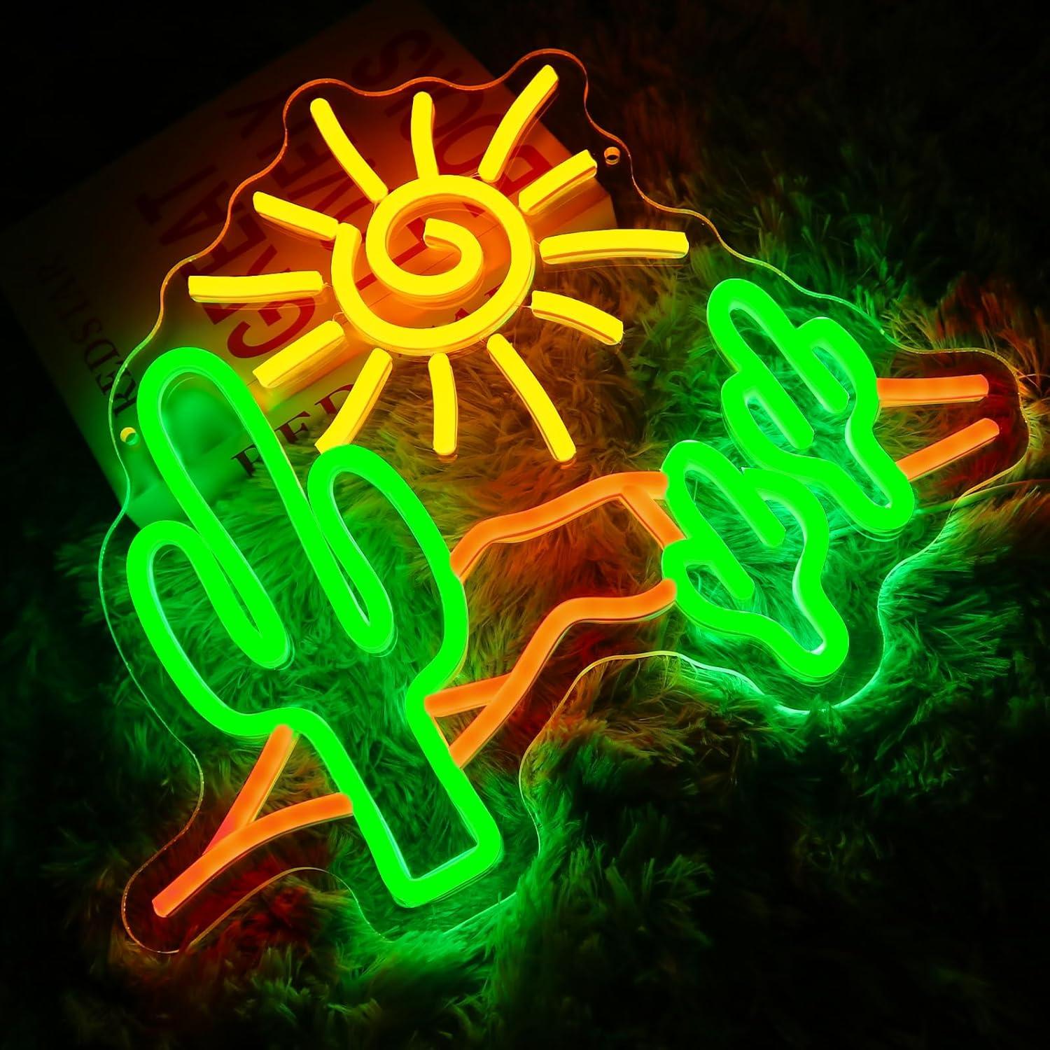 Cartel Neón LED Cactus Atardecer Folkive 36.1x32 cm Dimmable