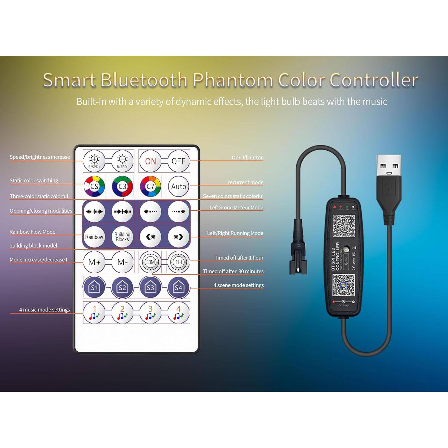 Tira LED Neon 2M WS2811 RGB Flexible Controlador Bluetooth