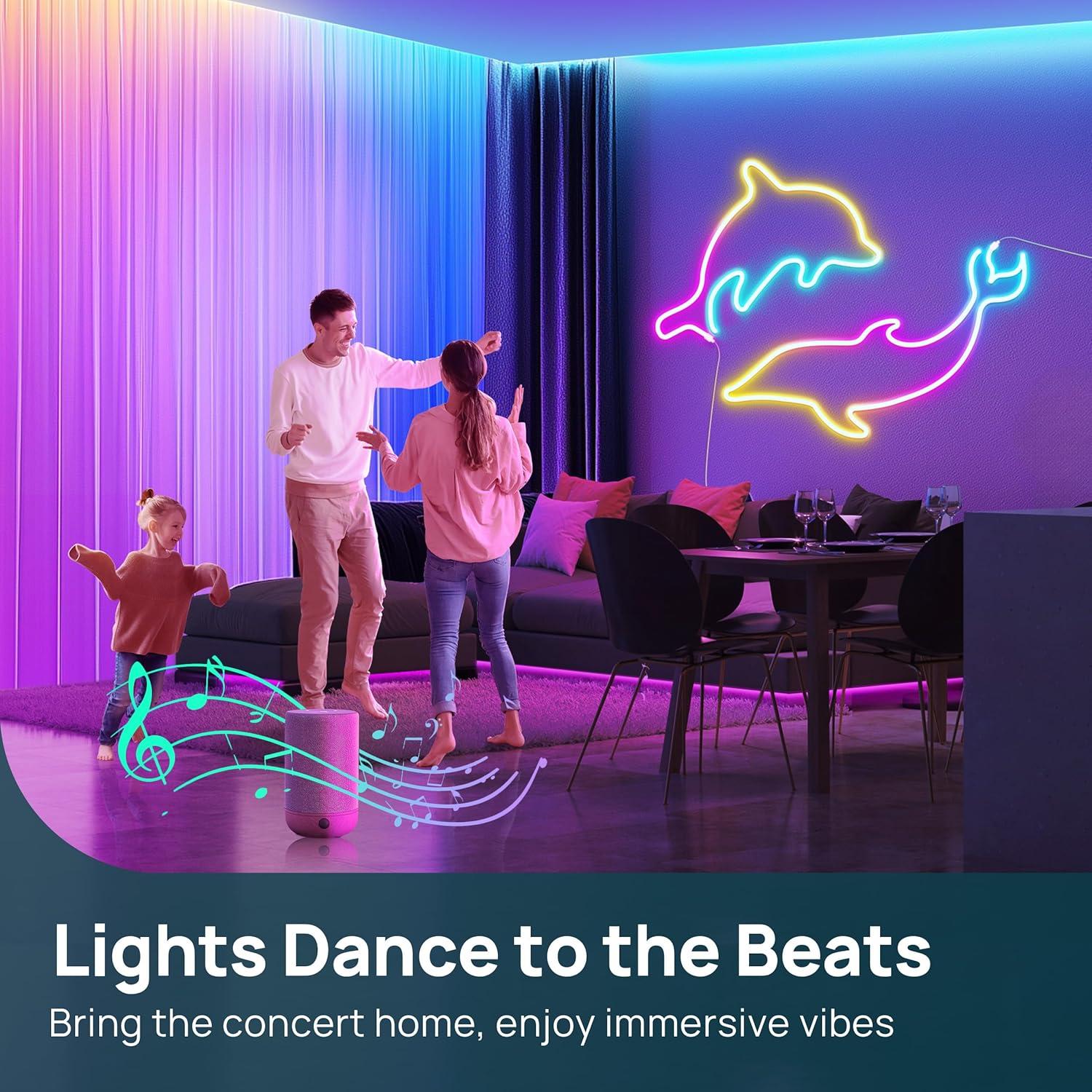 Tira LED Neon Linkind 3m con Sincronización Musical y Control por Voz