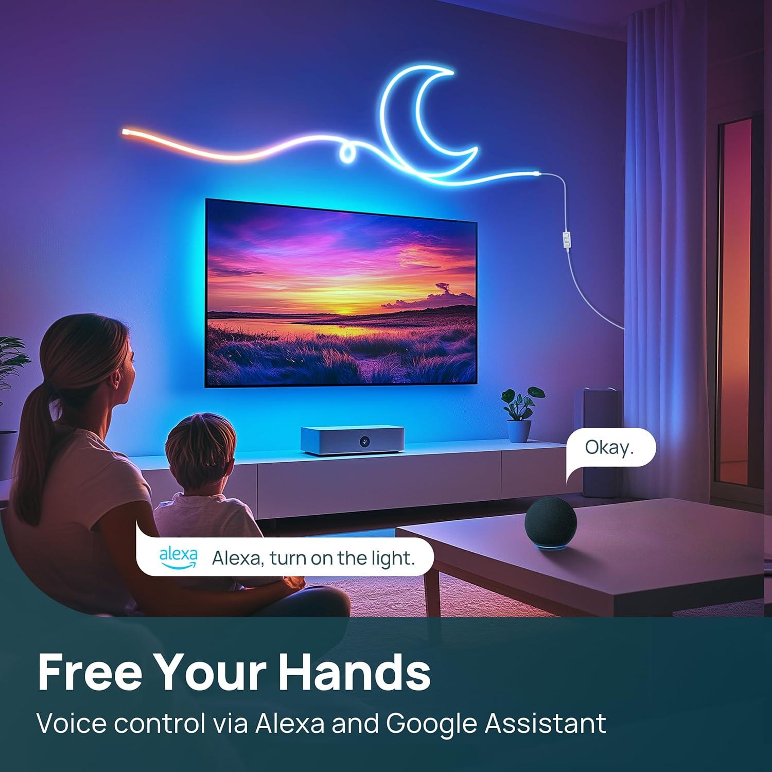 Tira LED Neon Linkind 3m con Sincronización Musical y Control por Voz