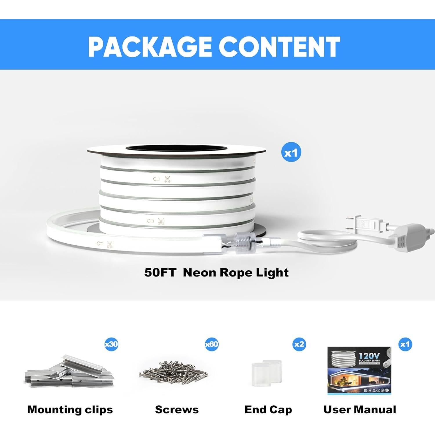 Tira de Neón LED KANAYA 15M Cálido Blanco 2800K IP65