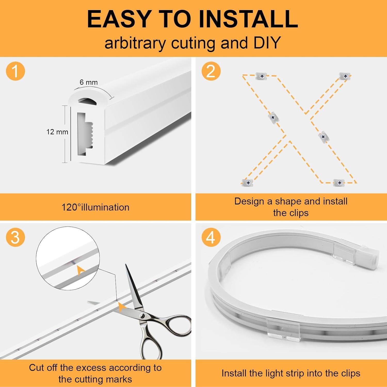 Tira de Luz LED de Neón Meevt 5m Blanca Cálida Impermeable