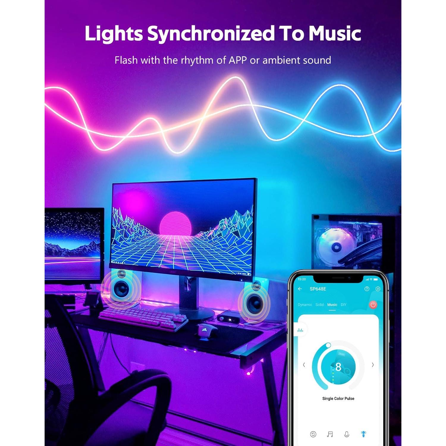 Tira de Luz LED Neón RGB 5M Impermeable con Control Remoto