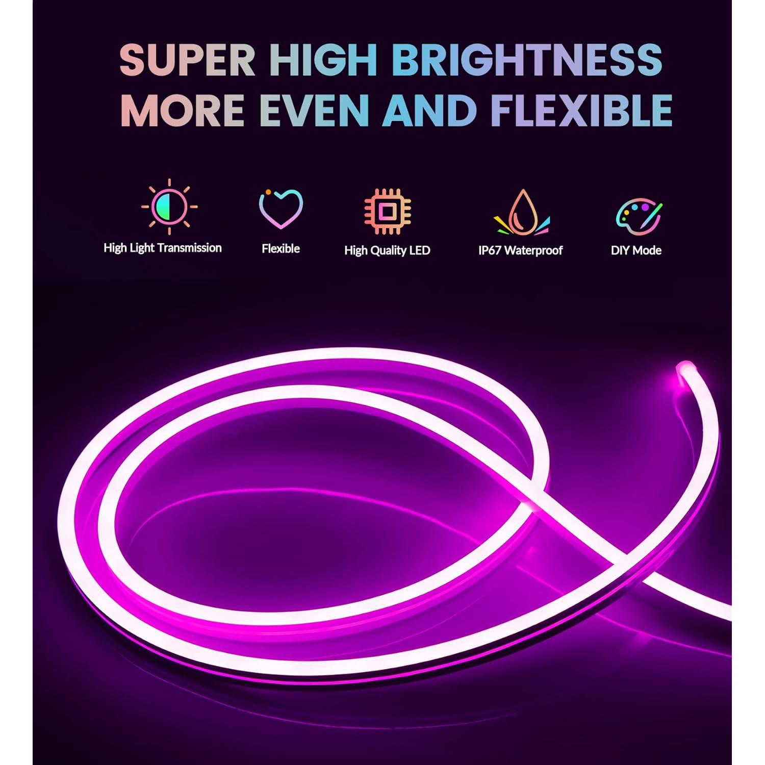 Tira LED Neón Flexible KJOY 3.5M RGB Control Remoto