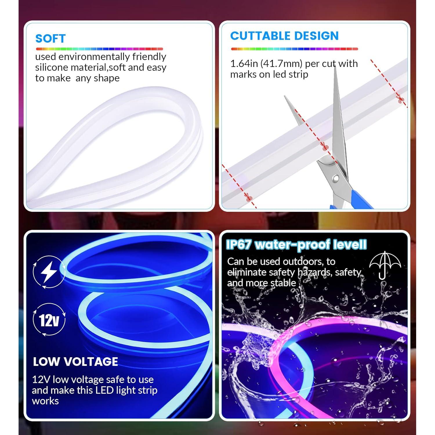 Tira LED Neón Flexible KJOY 3.5M RGB Control Remoto