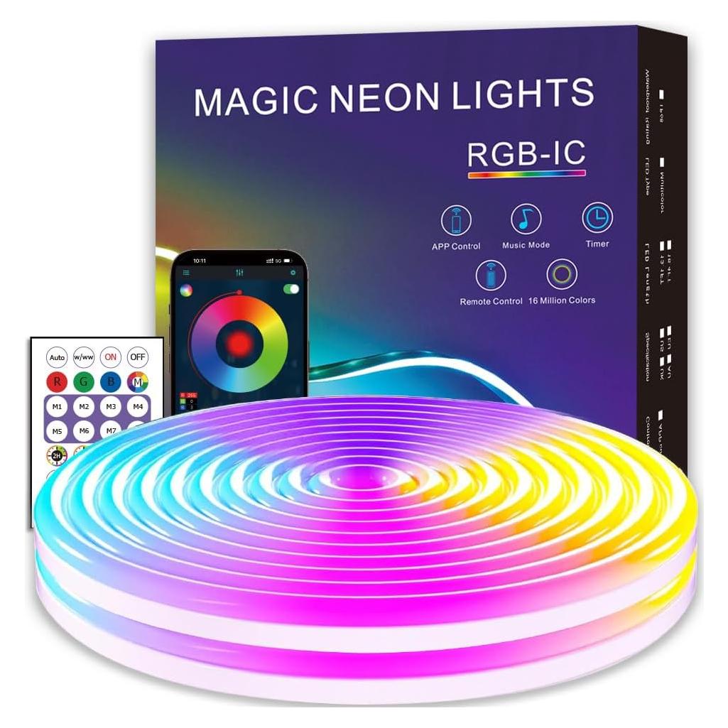 Luces de Cuerda LED Neón EcoMyLife 5M RGB Dimmable IP68