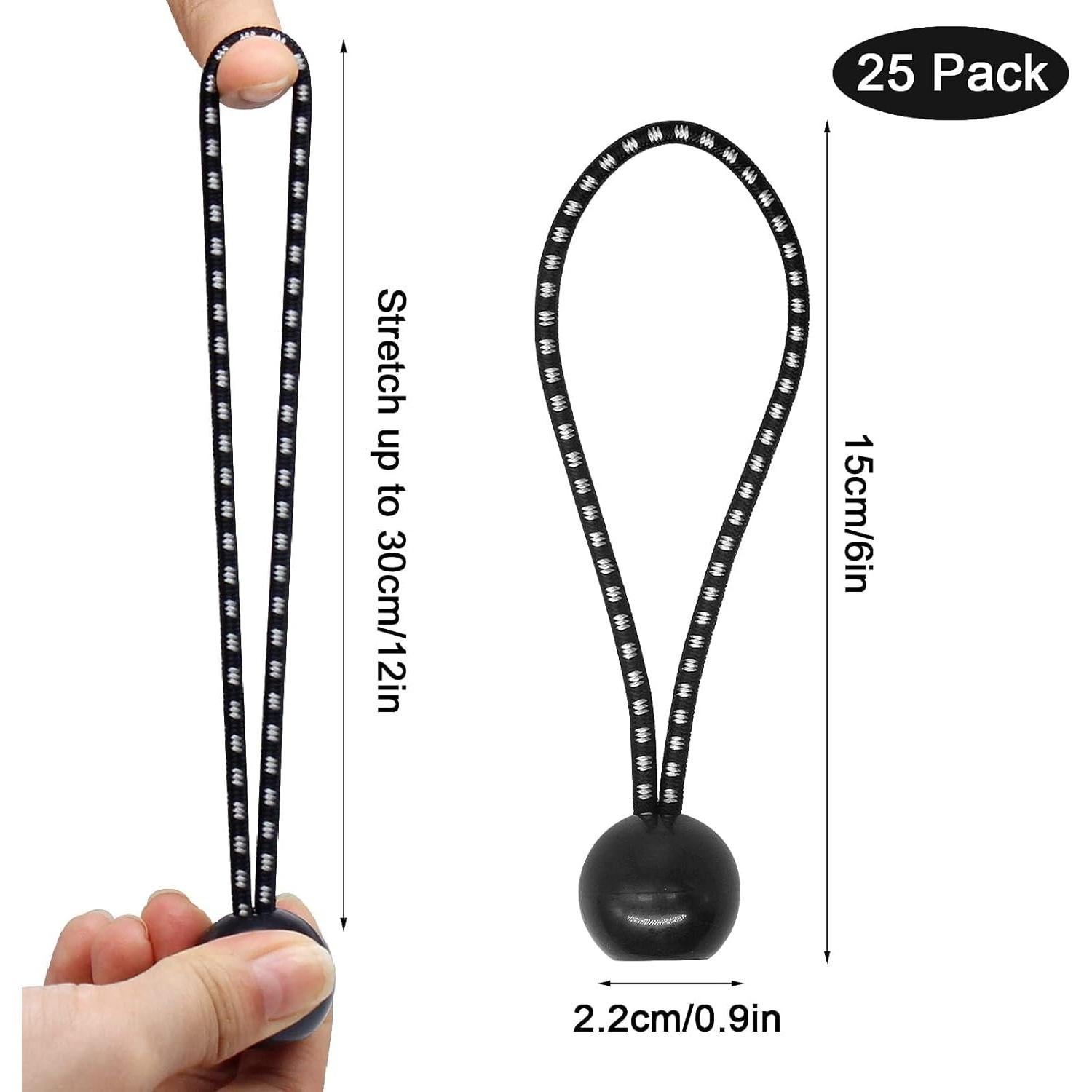 Paquete de 25 Bungees Elásticos CEDNQQWS 31.75 cm con Bola