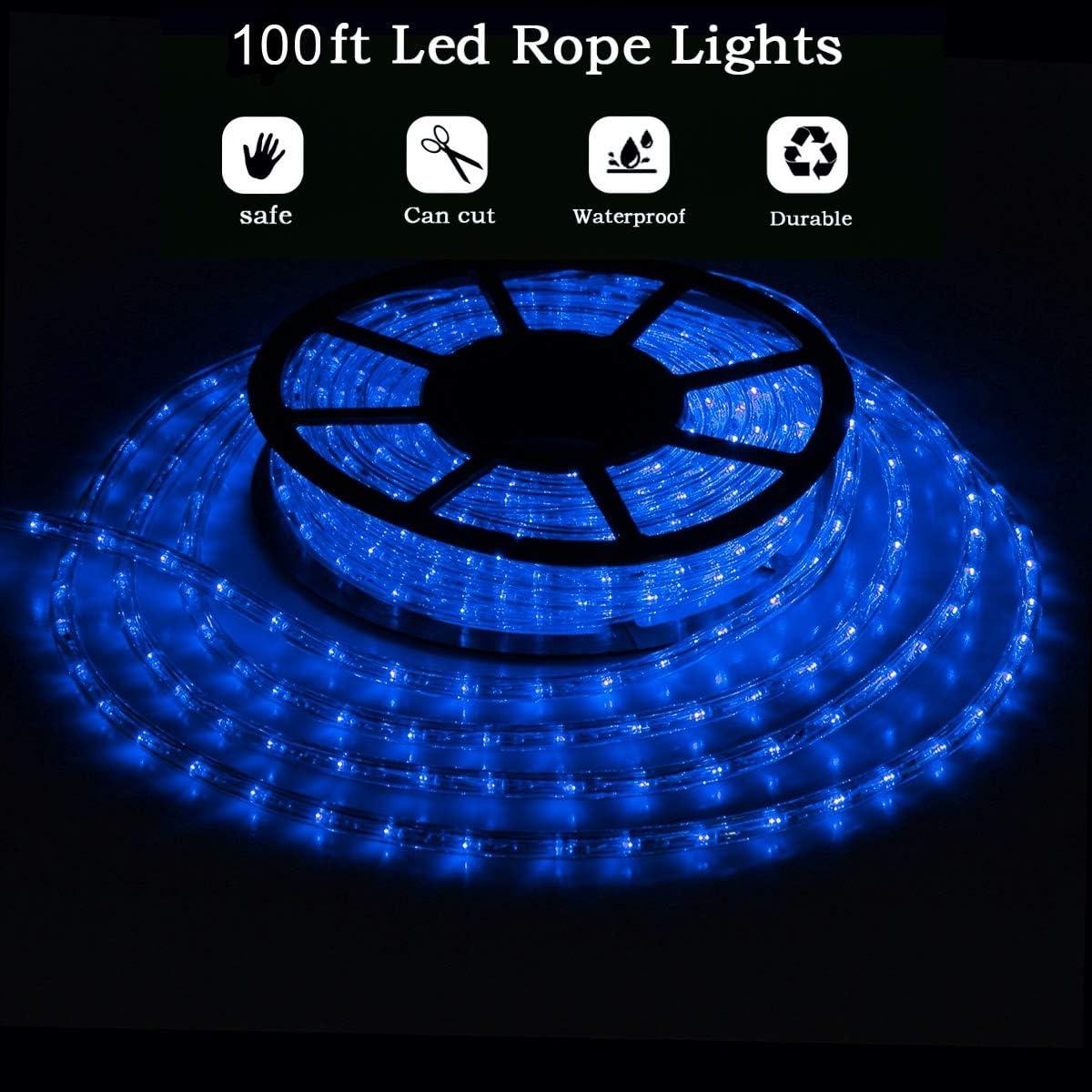 Luces de Cuerda LED 100 Pies Buyagn Azul Impermeables