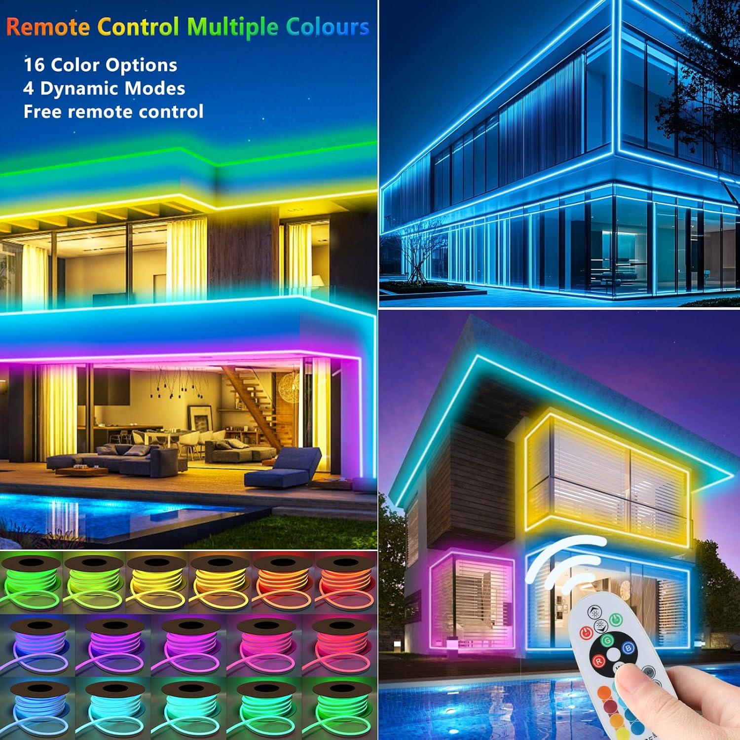 Cuerda de Luz LED Neón RGBW 10m Adlkirg Impermeable Control Remoto