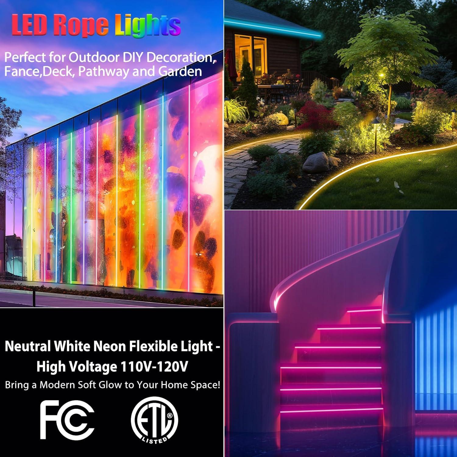 Cuerda de Luz LED Neón RGBW 10m Adlkirg Impermeable Control Remoto