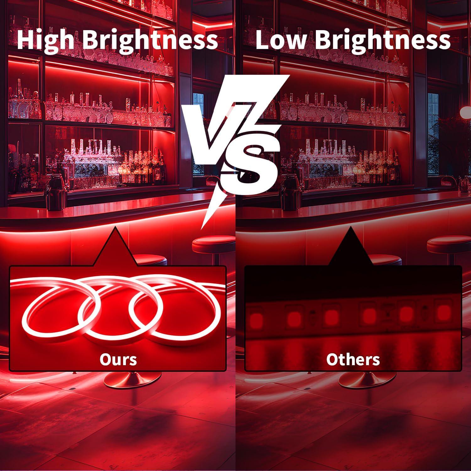 Tira LED Neón OUEVA 5m Roja Impermeable 12V con Adaptador