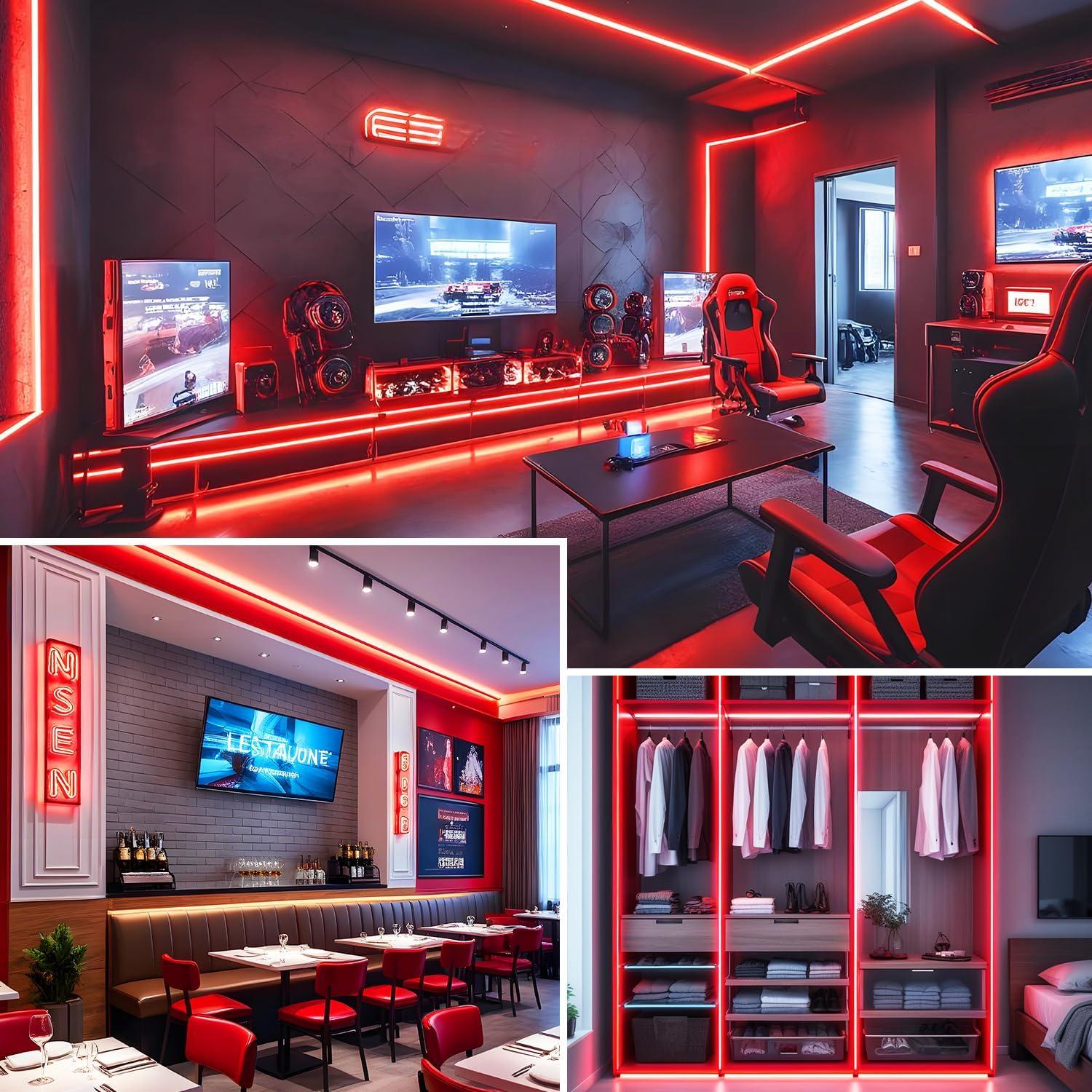 Tira LED Neón OUEVA 5m Roja Impermeable 12V con Adaptador