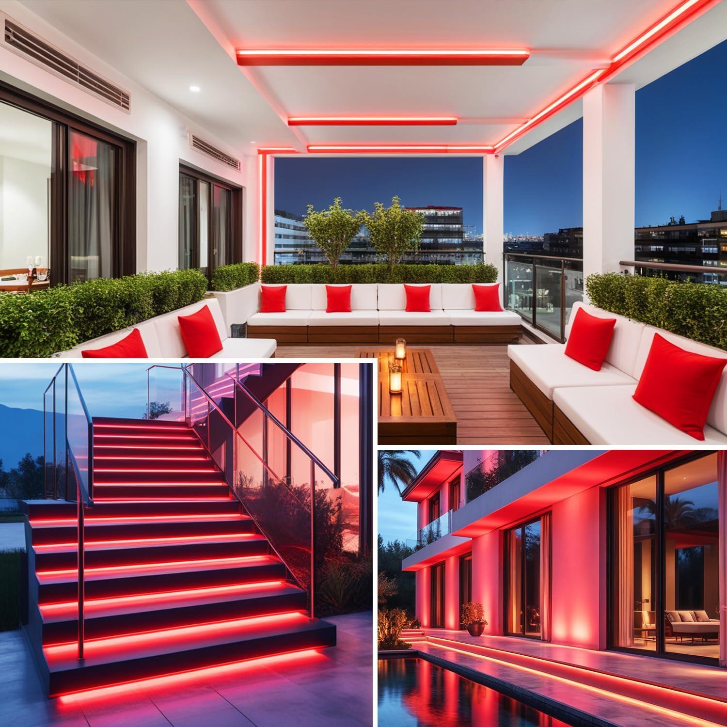 Tira LED Neón OUEVA 5m Roja Impermeable 12V con Adaptador