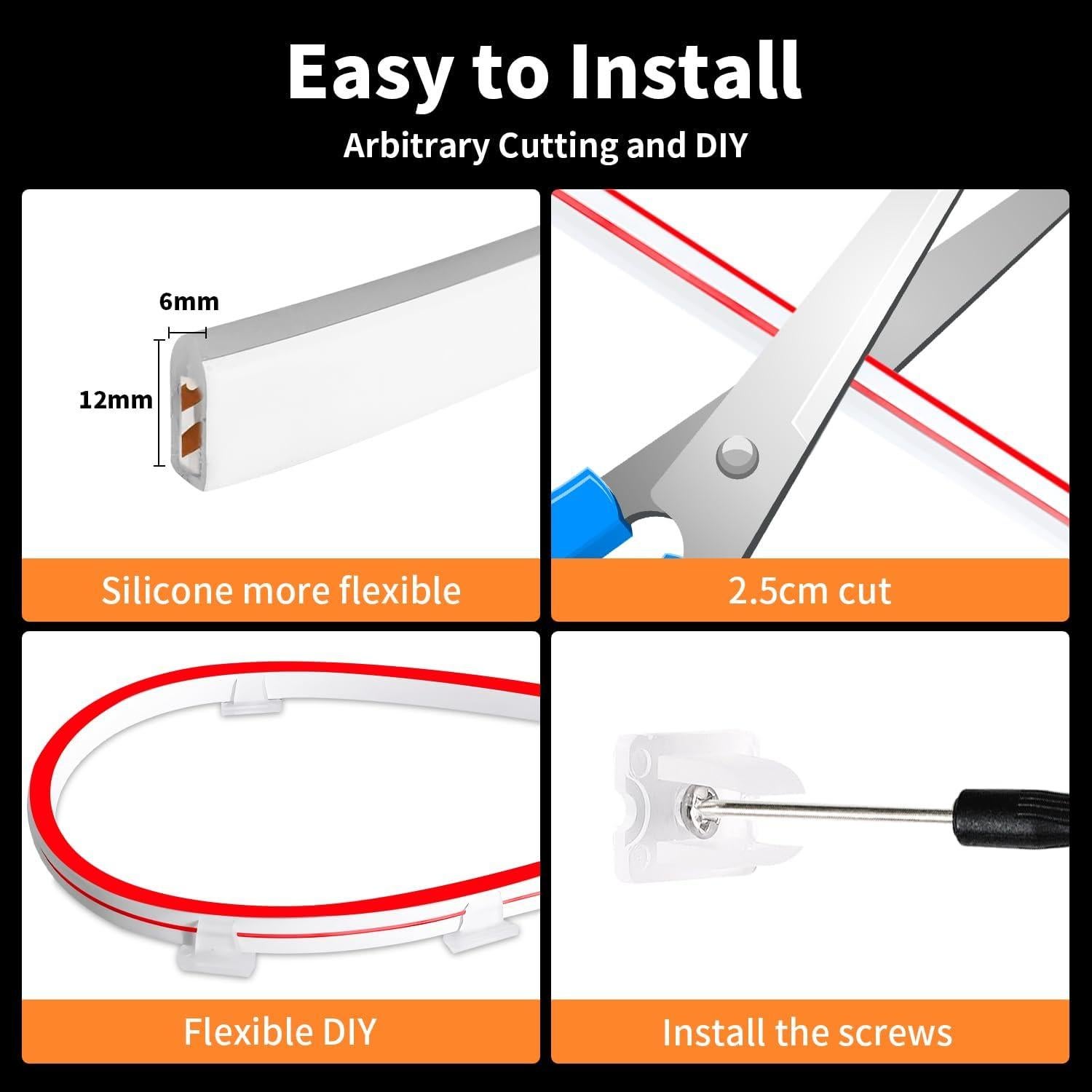 Tira LED Neón OUEVA 5m Roja Impermeable 12V con Adaptador