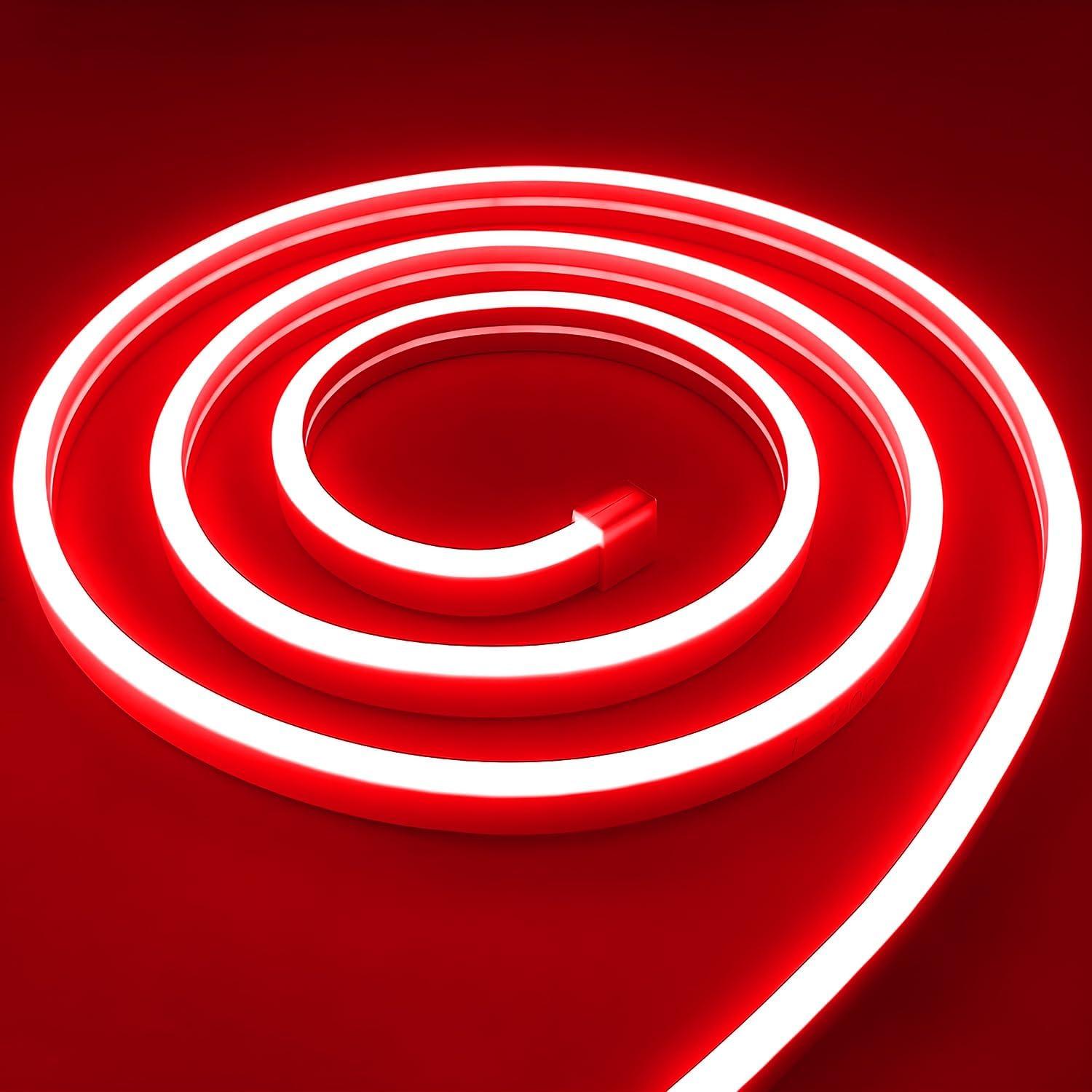 Tira LED Neón OUEVA 5m Roja Impermeable 12V con Adaptador