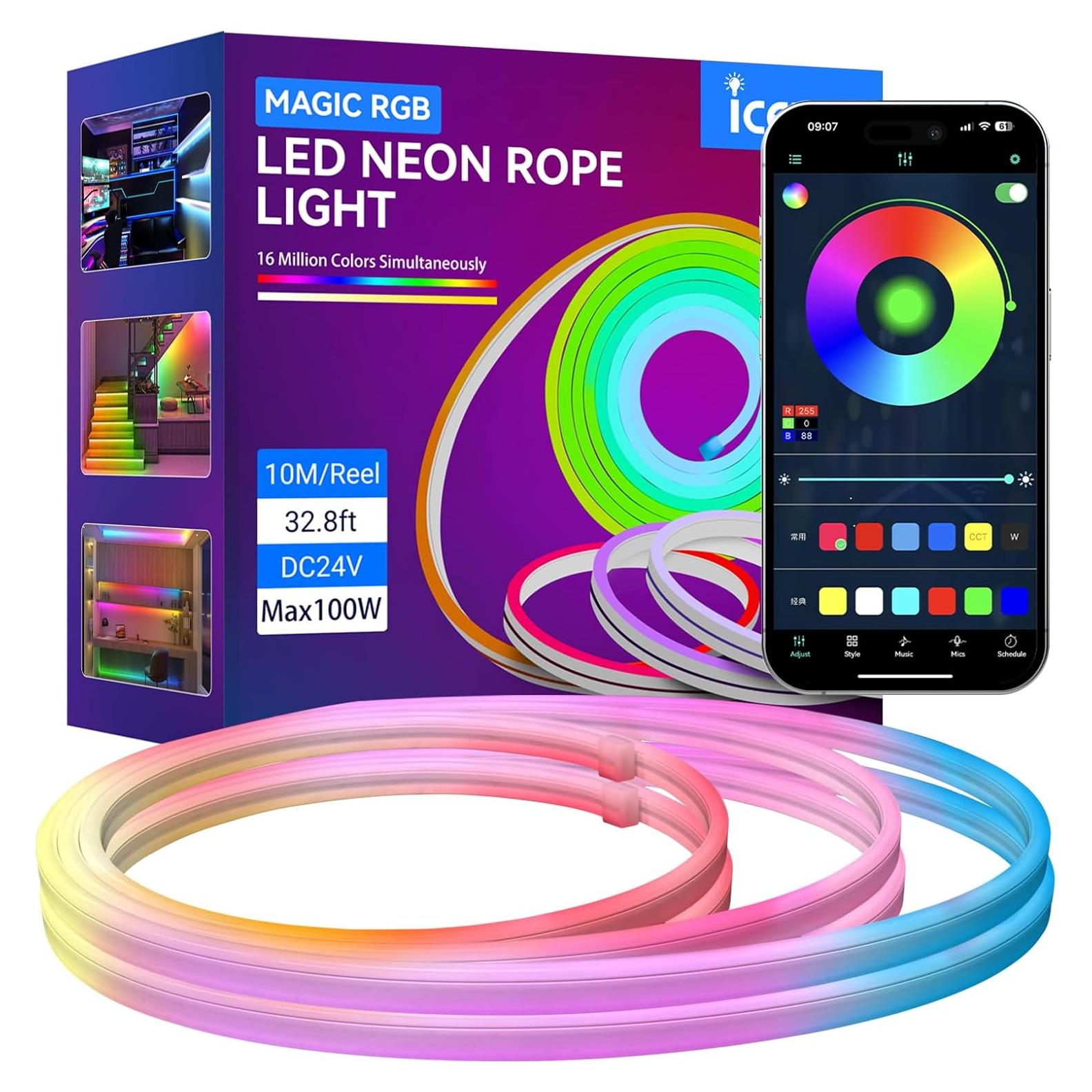 Tira de Luz LED Neón 20M RGB Icever Impermeable Control APP