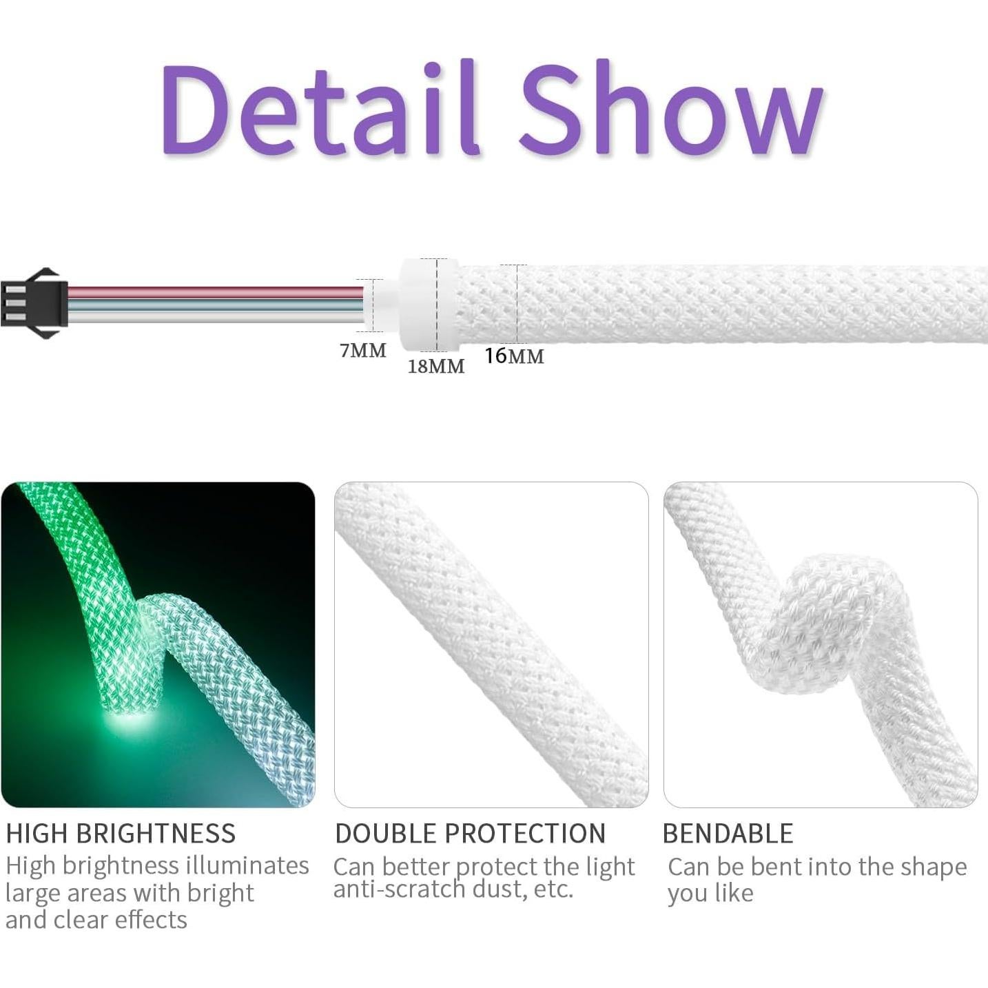 Tira de Neón LED 10M Xnbada RGB 360° DC12V Impermeable