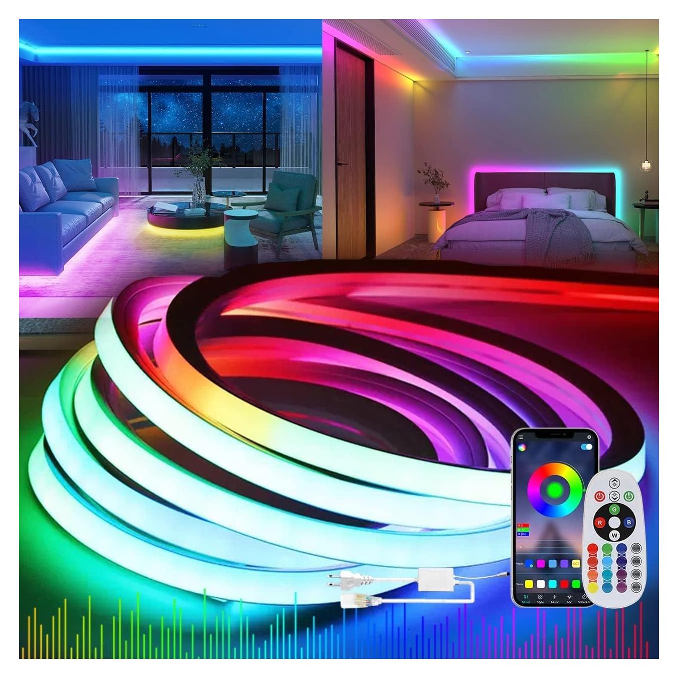 Tira de Luz LED Neón RGB 15m KSIBNW Control Remoto APP