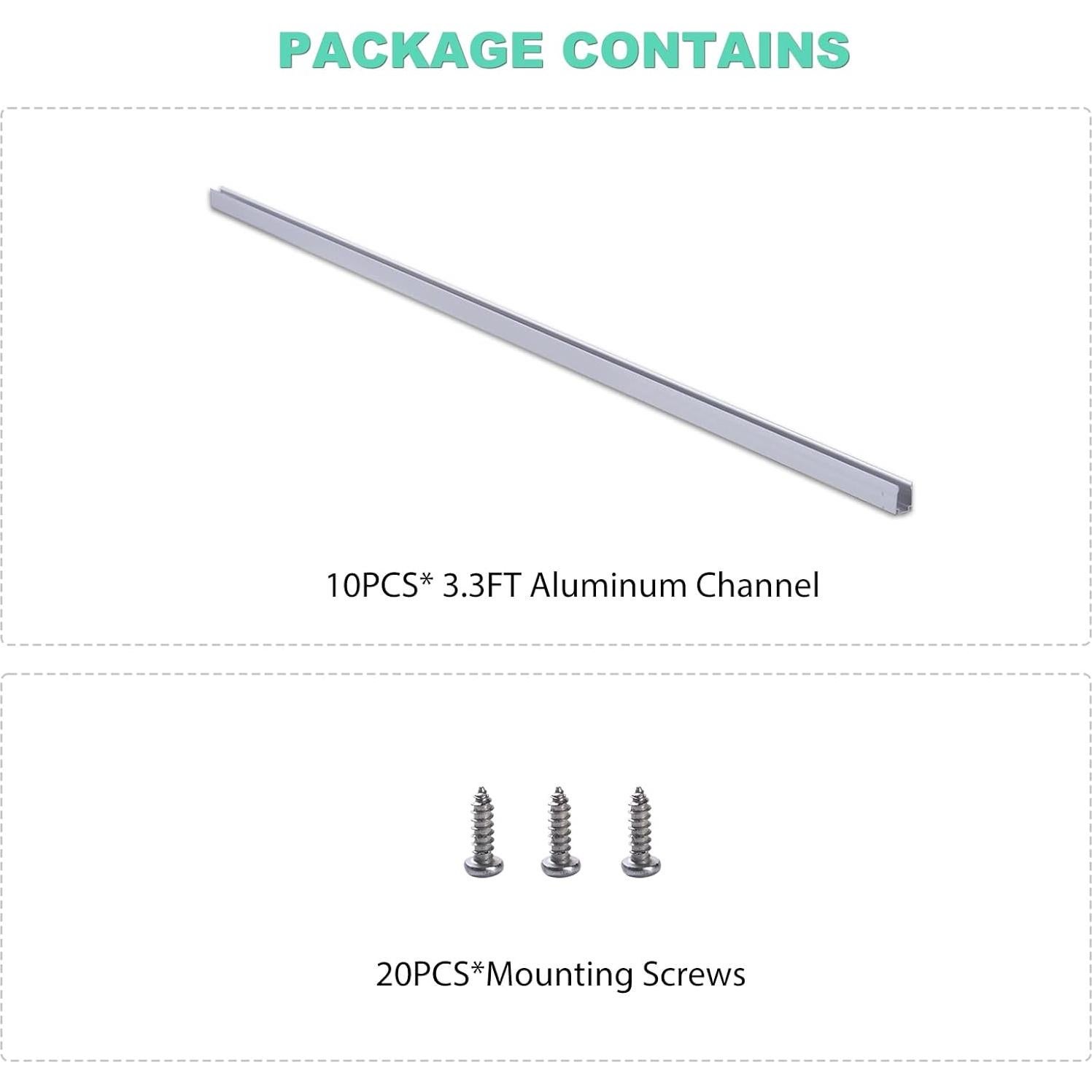 Canales de Aluminio GZBtech para Luz de Neón Única - 10 Piezas