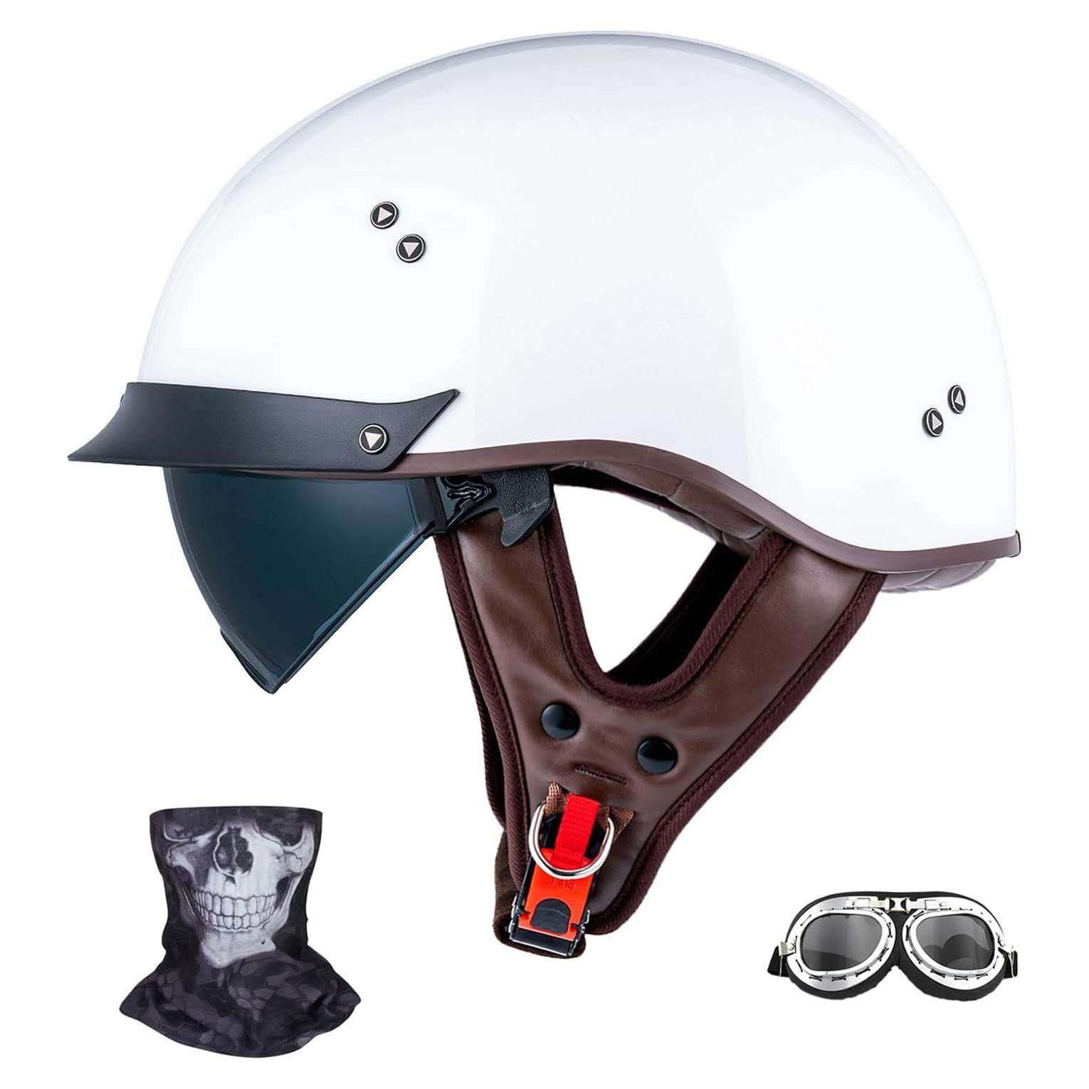 Casco de motocicleta JQF Gear MM107 Retro Blanco Grande