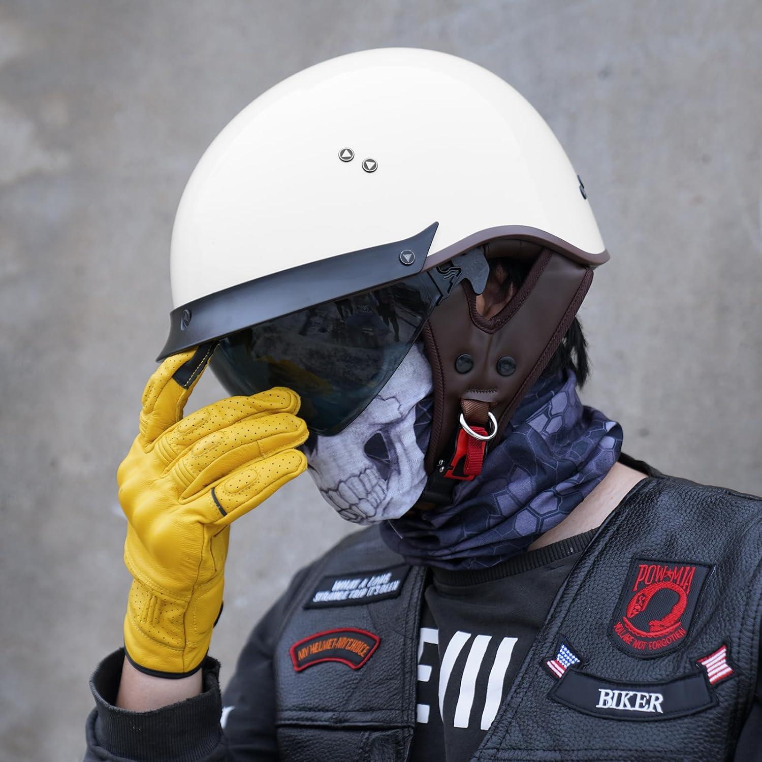 Casco de motocicleta JQF Gear MM107 Retro Blanco Grande