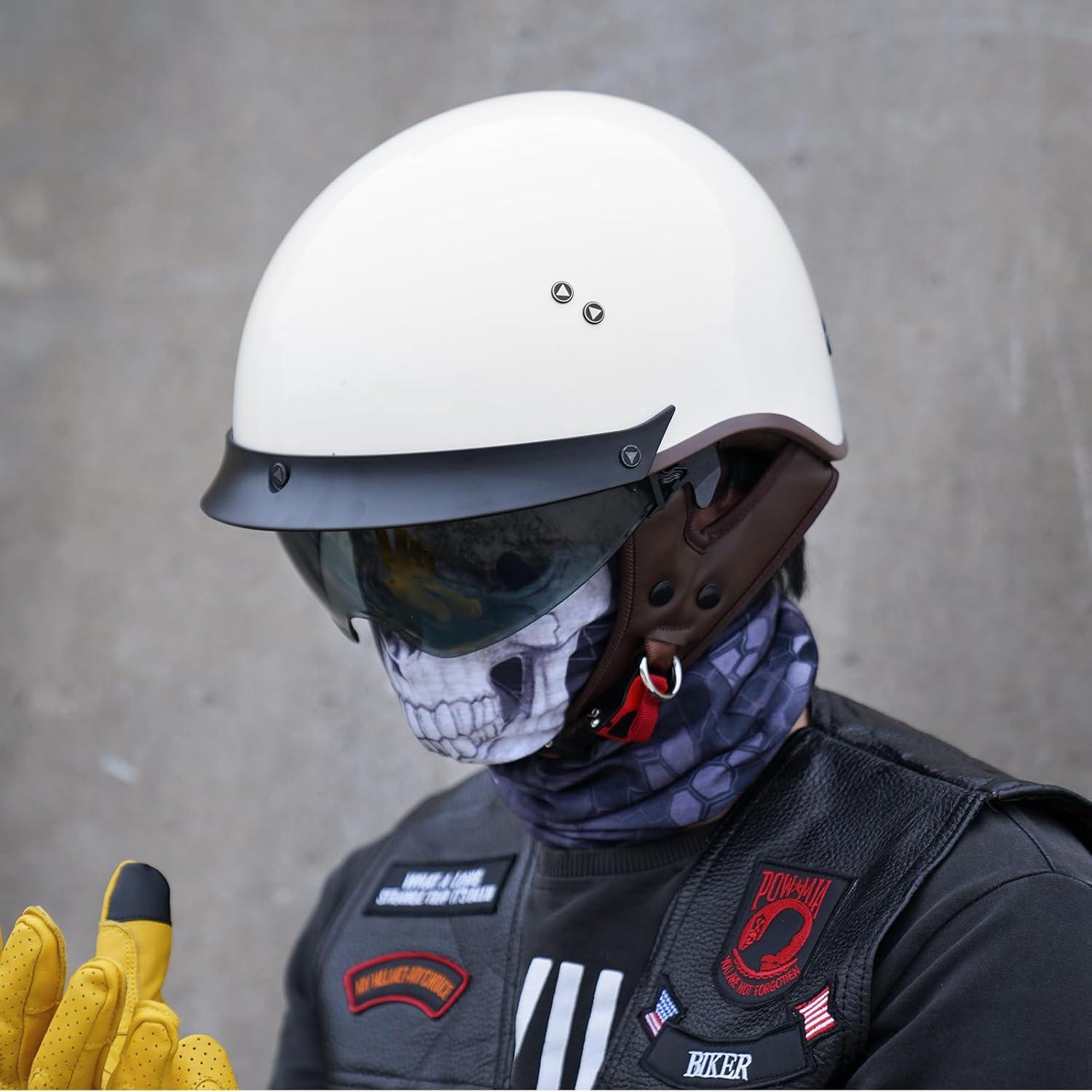 Casco de motocicleta JQF Gear MM107 Retro Blanco Grande
