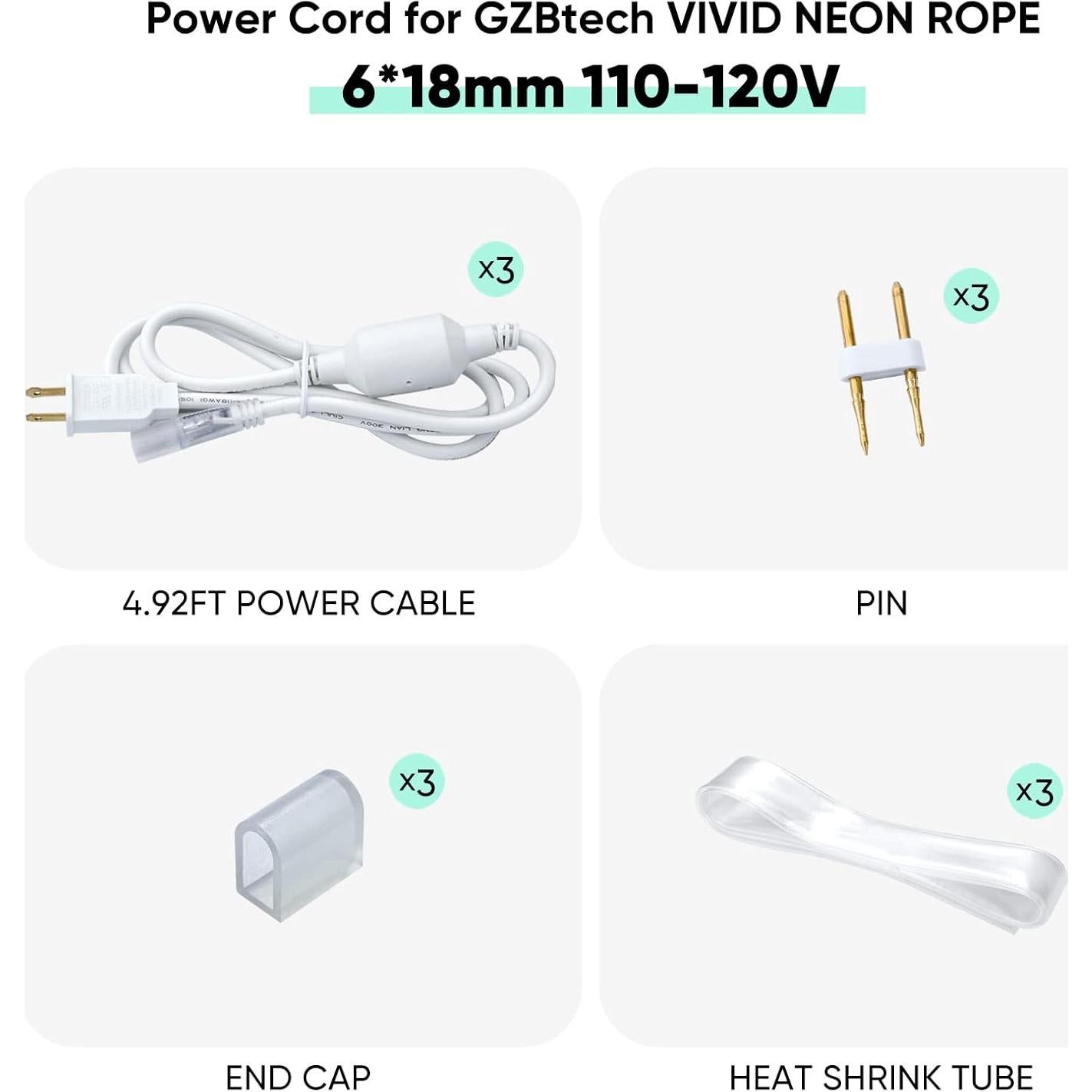 Kit de Conector de Cable de Alimentación GZBtech 1.5m para Luz LED