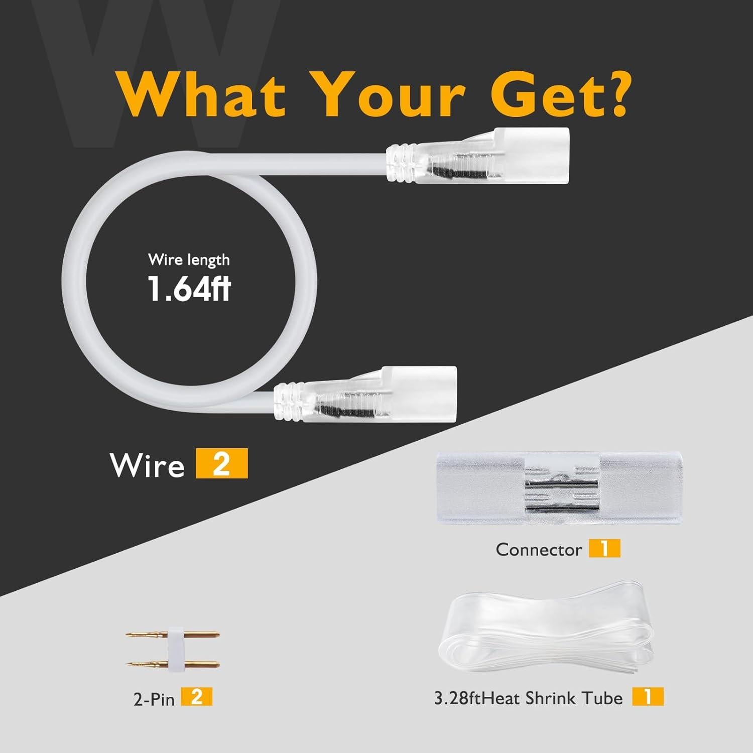 Conector y Cables para Luz Neón LED HRG 8x16mm 0.5m