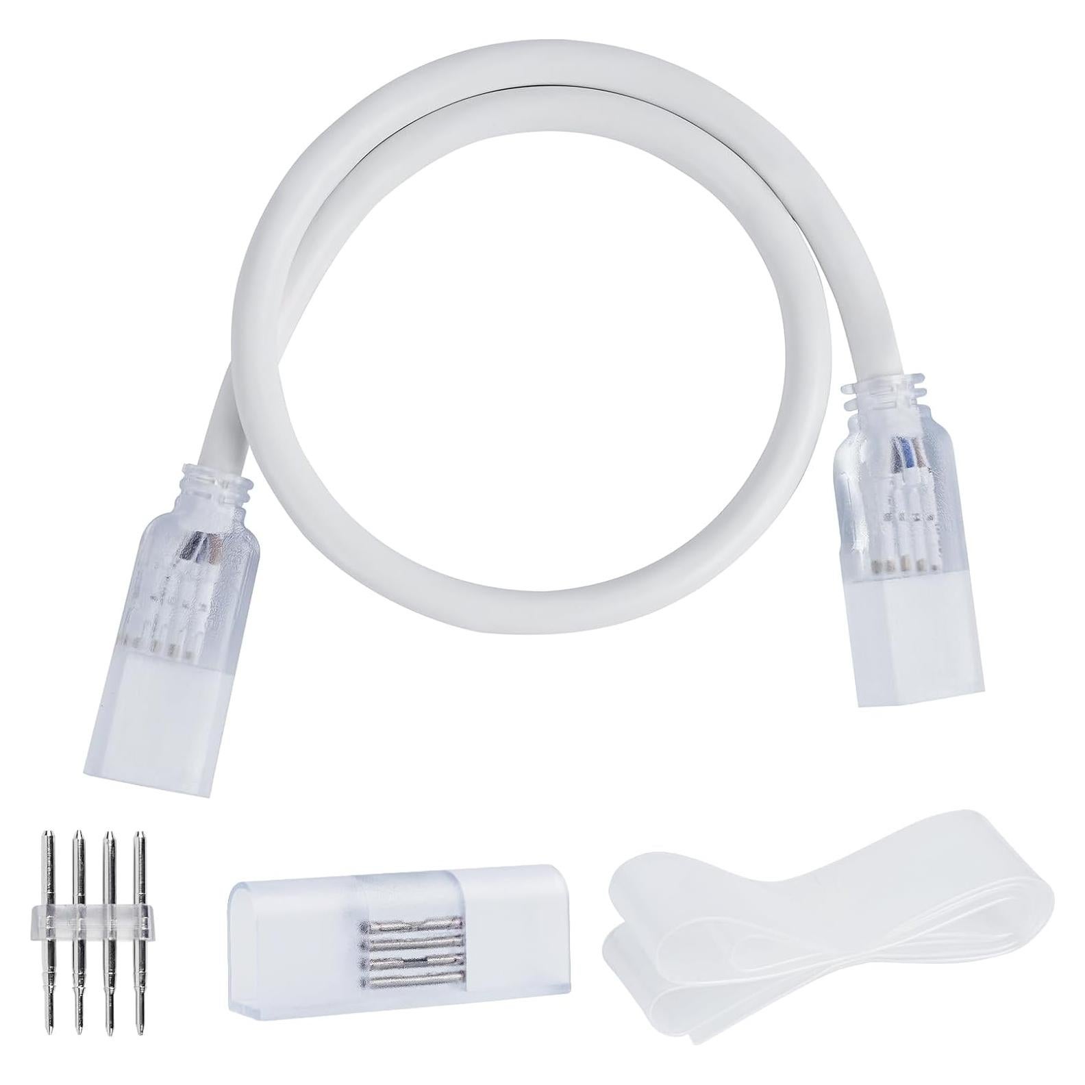 Shine Decor Connecting Parts Kit of 2 Connection Wire Cables & 1 Connector with 4-Prong Pin 10x20mm RGB LED Neon Rope Lights Only