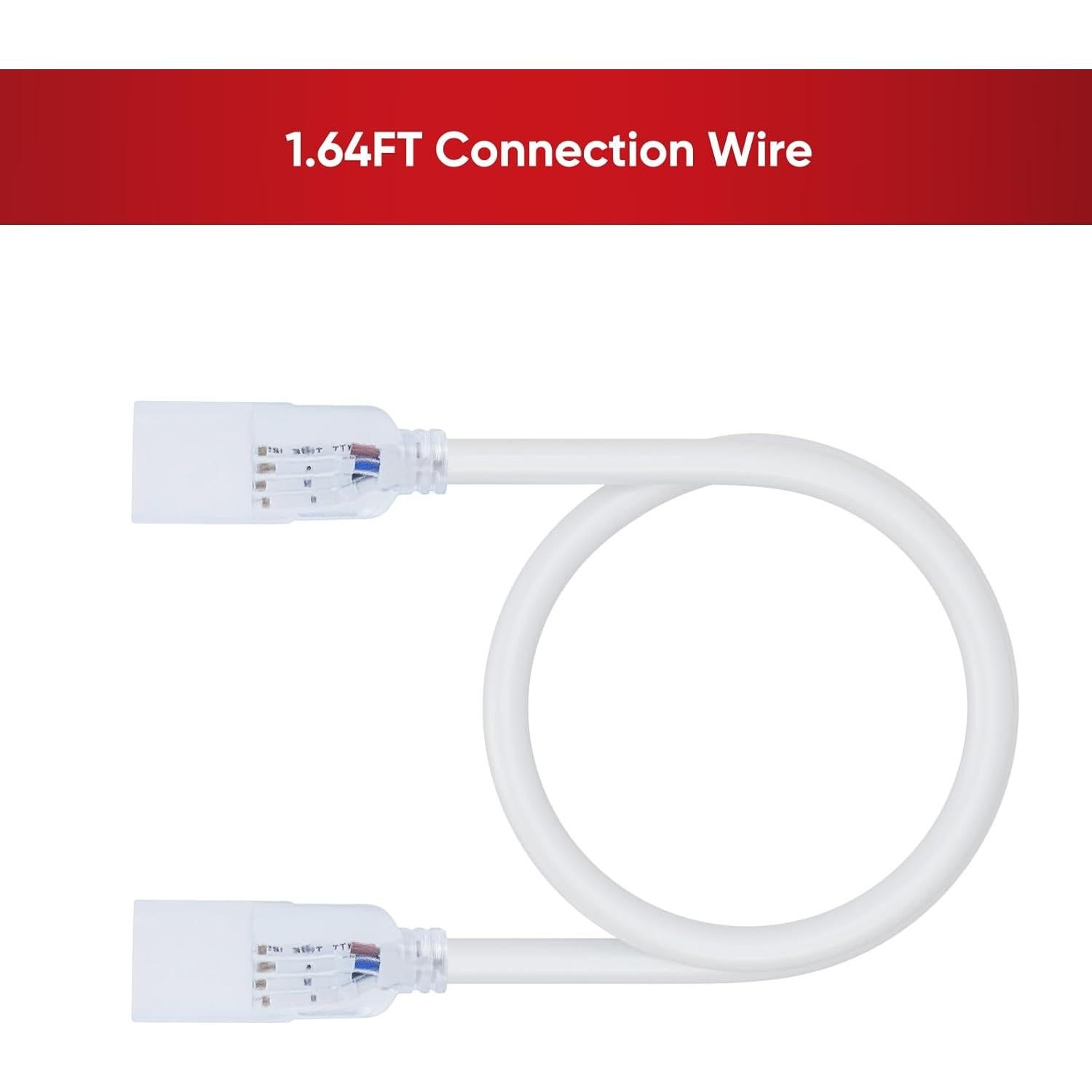 Shine Decor Connecting Parts Kit of 2 Connection Wire Cables & 1 Connector with 4-Prong Pin 10x20mm RGB LED Neon Rope Lights Only