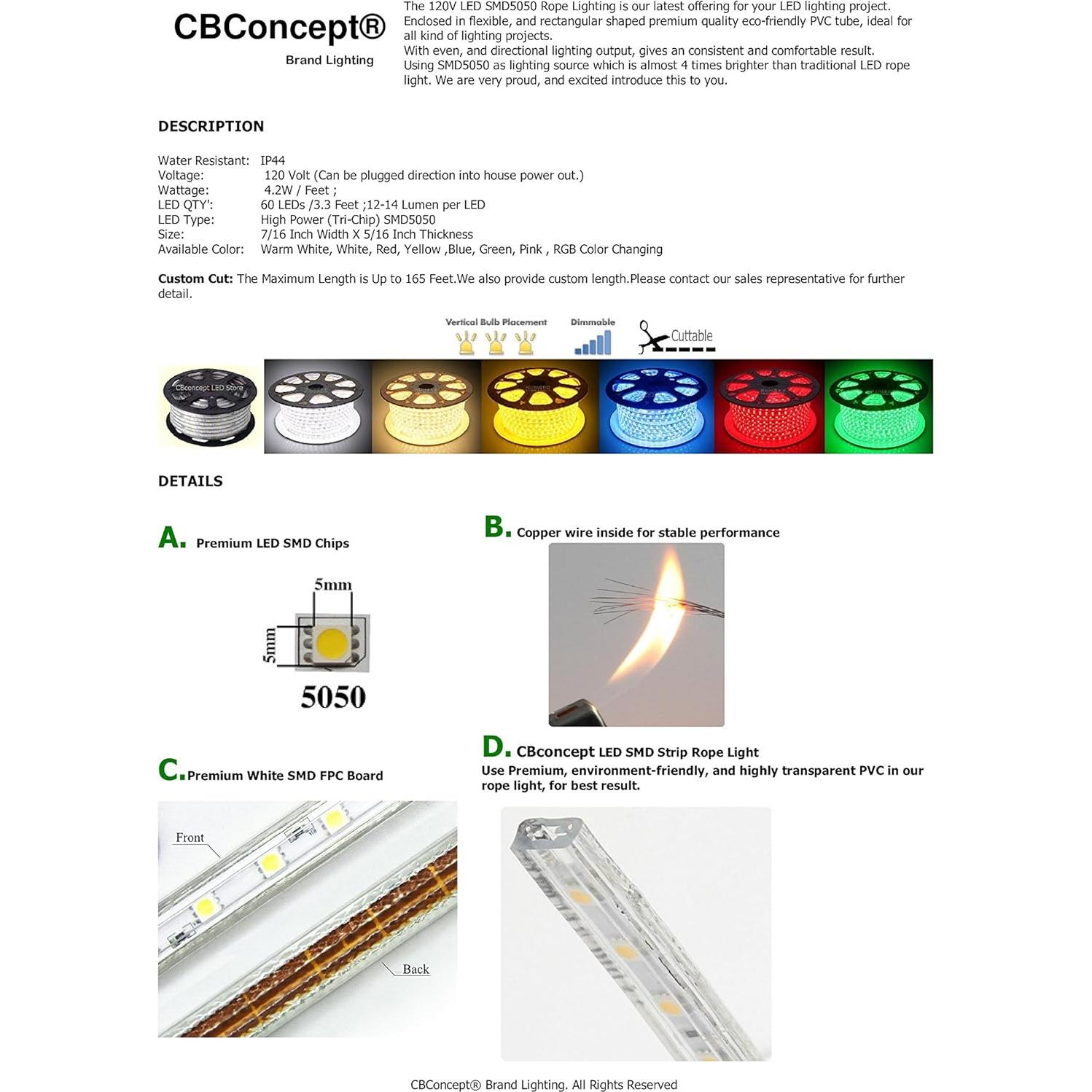 Luz de Cinta LED Regulable CBconcept 1.0m 360 Lúmenes Rojo