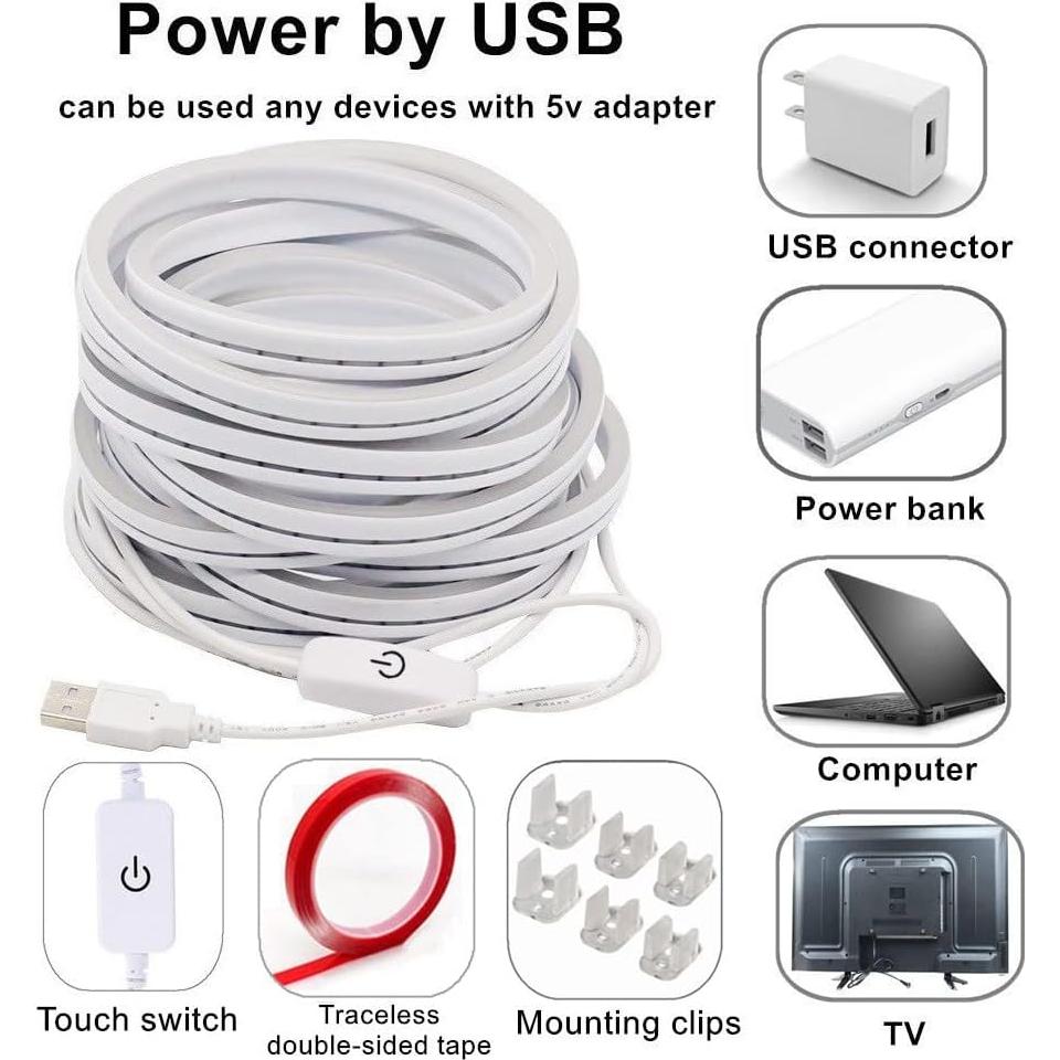 Tira LED USB 2m M.best Impermeable Flexible Luz Neón