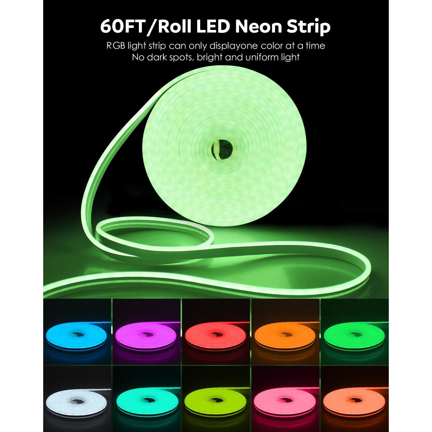 Tira LED Neón RGB 24V 18M A Prueba de Agua con Control Remoto