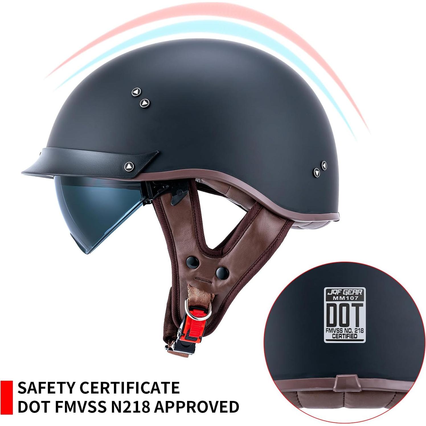 Casco de motocicleta JQF Gear MM107 Negro mate XXL