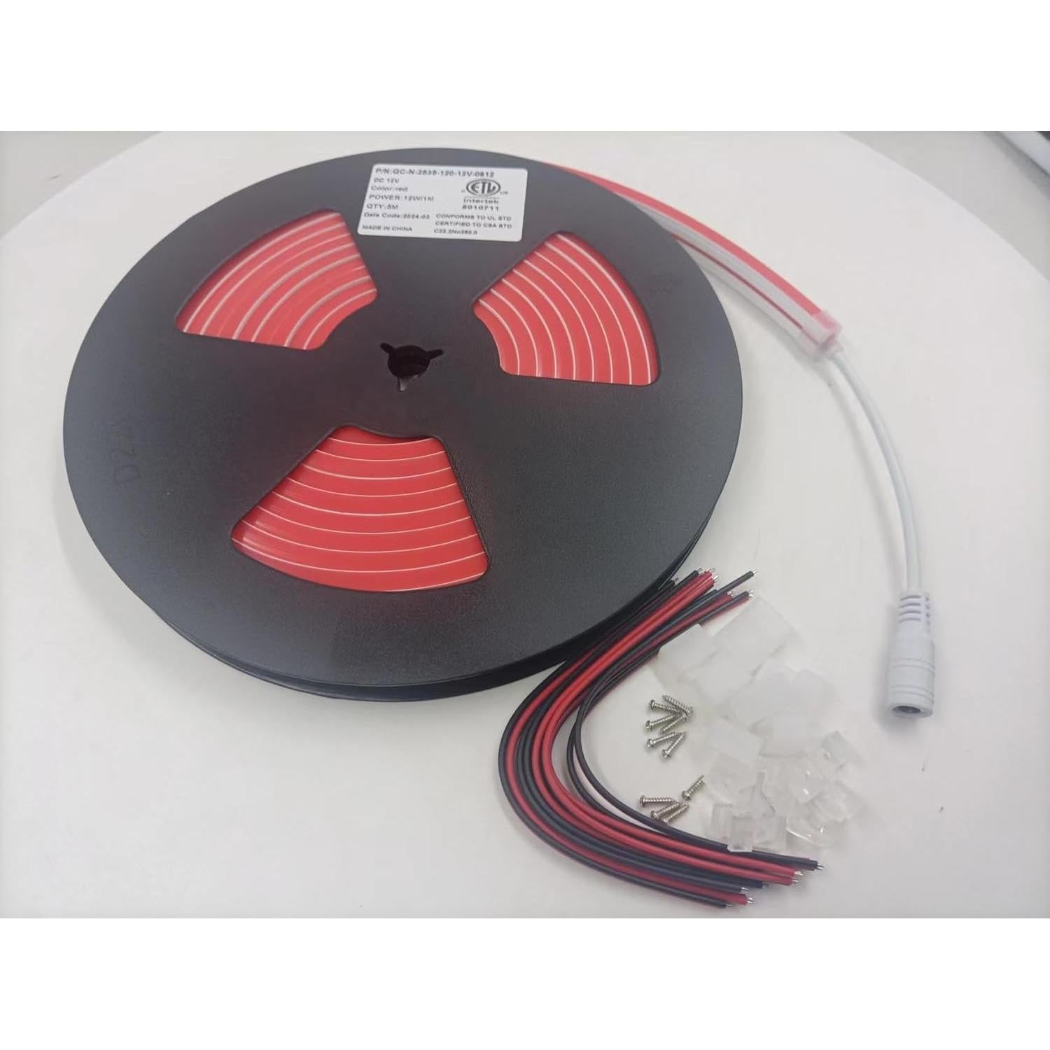 Tira de Luz LED Neón Roja Q QINGCHEN 5m 12V Impermeable