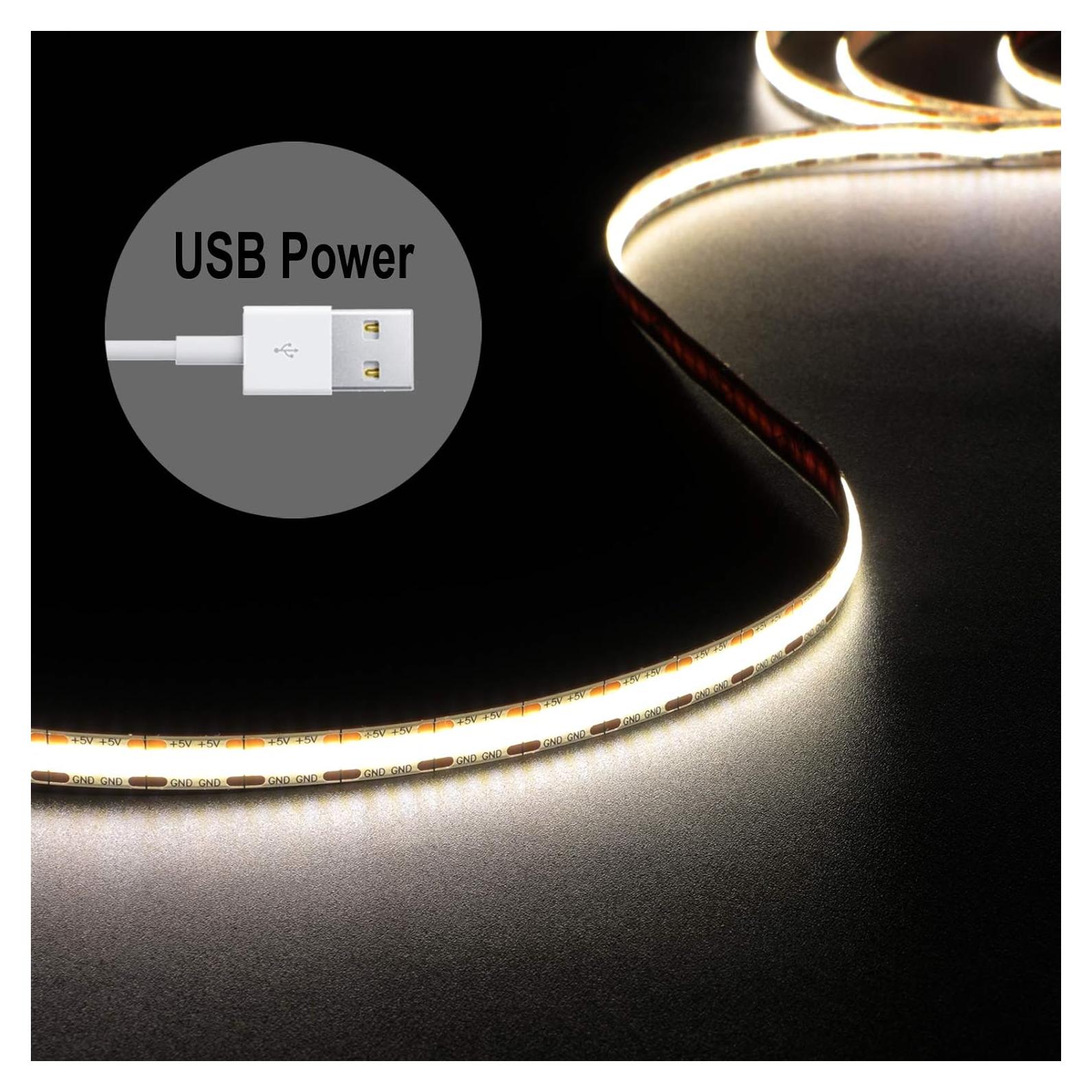 Tira de Luz LED USB 5V 1.5m DepHen 480 LEDs COB 4000K